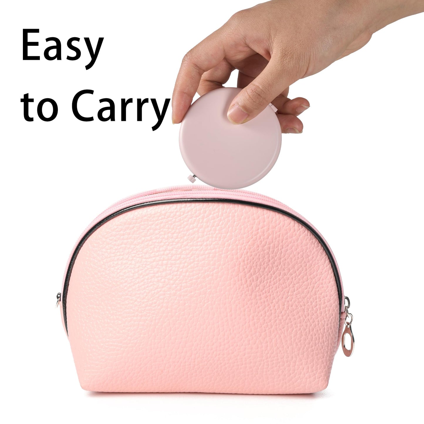 QUSTGO Compact Mirror, Pocket Travel Makeup Mirror for Purse, Metal Round Shell, 2-Sided 1X/2X Magnifying, Portable, Folding, Handheld, Light Salmon,12 Pack