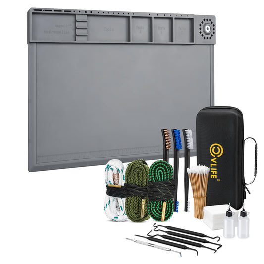 CVLIFE Gun Cleaning Kit for 9mm .223/5.56mm .38 .357 12GA, Gun Cleaning Mat with Brushes, Picks, Swabs, Patches, Oil Bottle, Gun Cleaning Supplies for Multiple Calibers