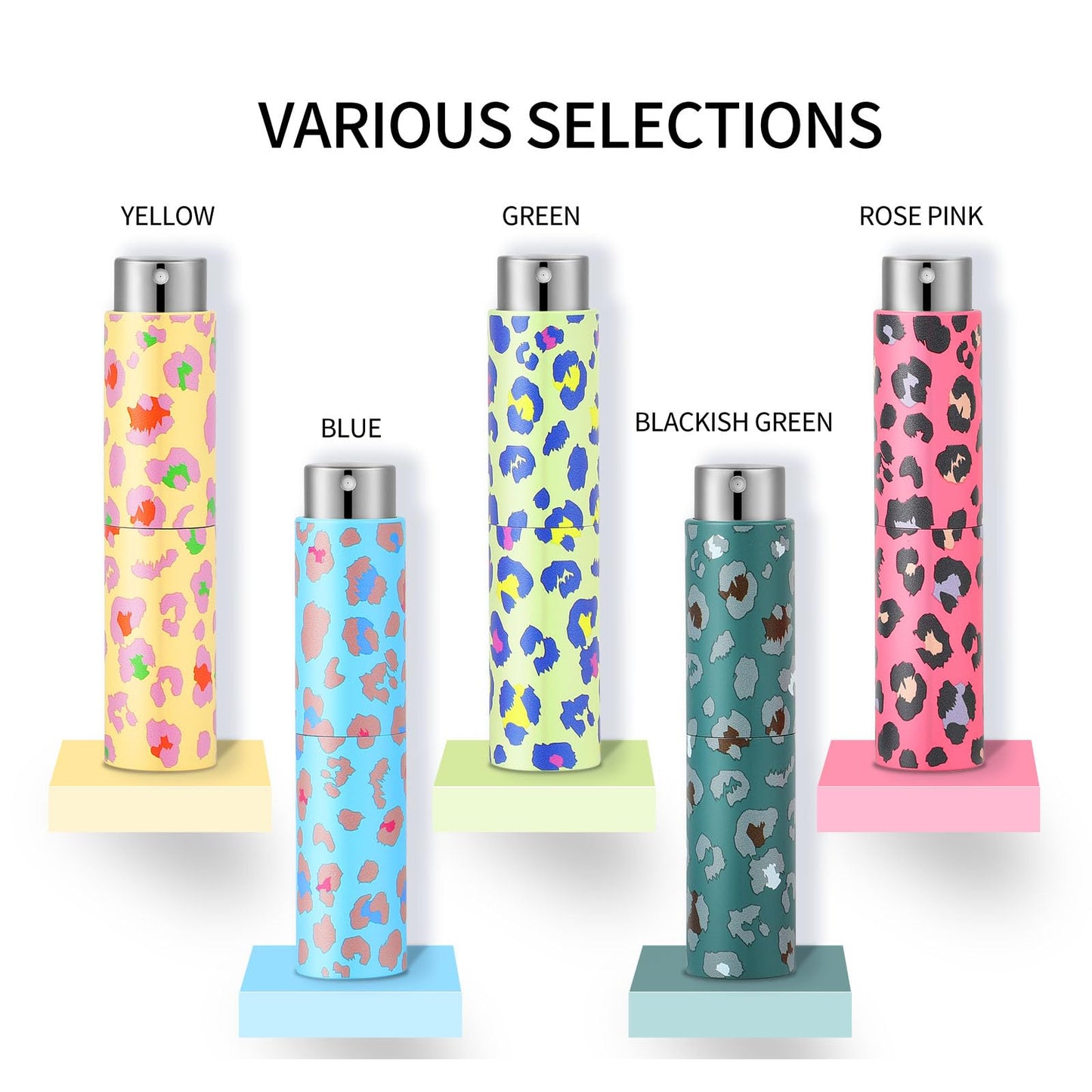 5Pcs 8ml Refillable Perfume Atomizer Bottle Set, Leak-Proof Portable Mini Perfume Spray Bottles with Funnel & Dropper, Leopard Print Travel Perfume Atomizer for Perfume, Cologne, Essential Oils