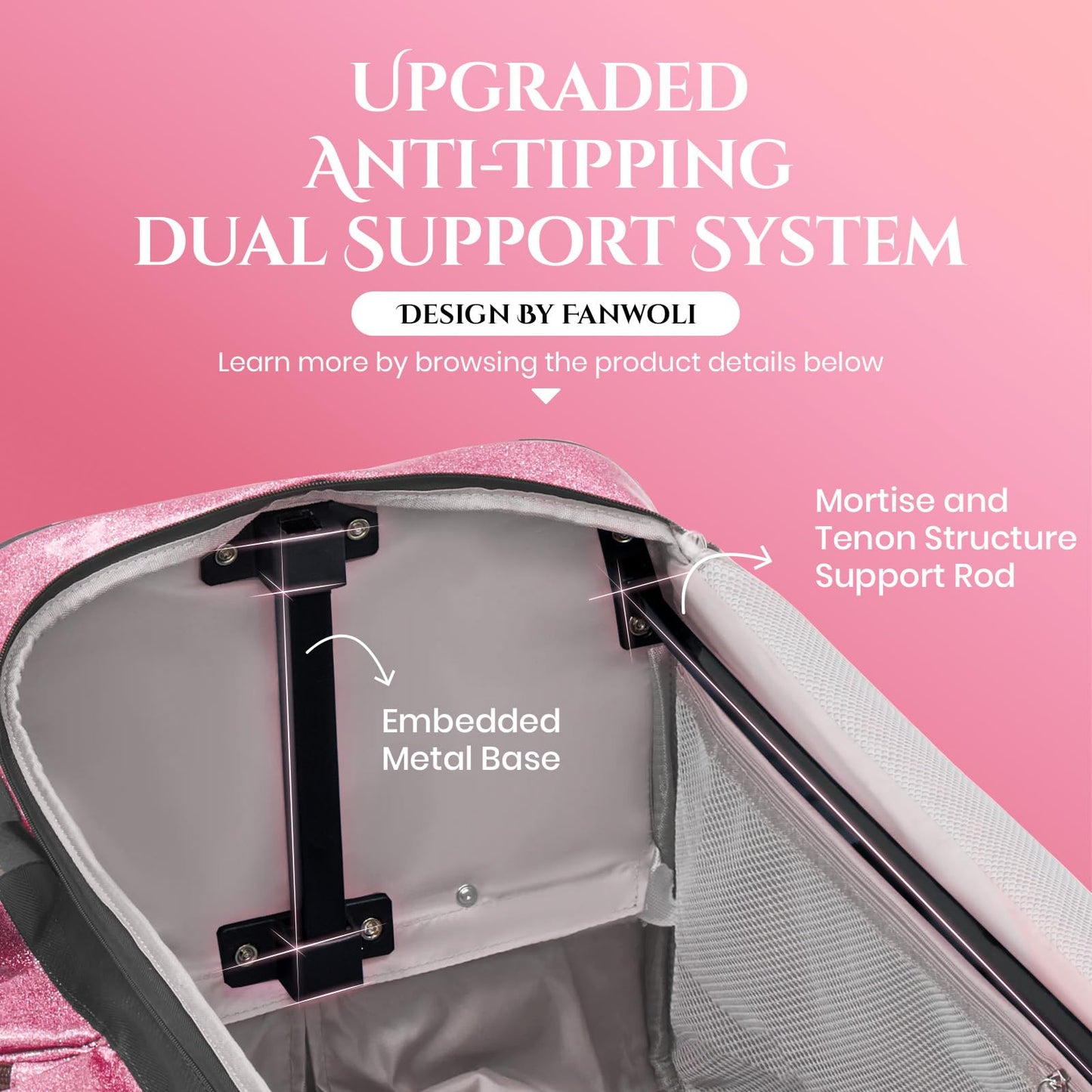 Fanwoli 23" Dance Bag with Rack and Dressing Room | Shine-Bright Collection | 360 Privacy Curtain | Ideal Competition Duffle Bag for Dancer Cheerleader Little Princess (Including Curtain)