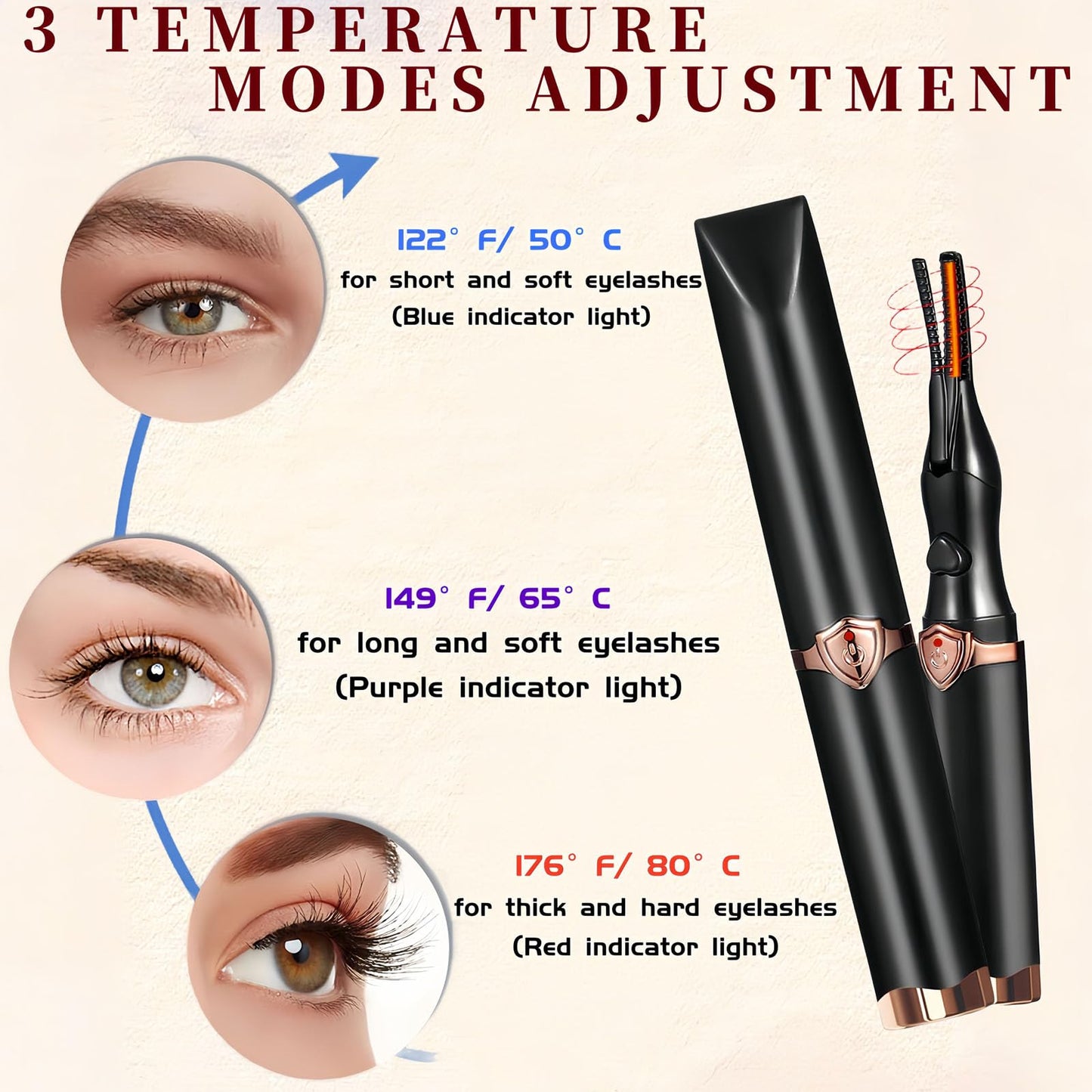 Heated Eyelash Curler - 2 in 1 Clip-Type Eyelash Curlers - Electric Eyelash Curler Rechargeable for 24H Long Lasting, 3 Heating Modes, 8S Fast Heating, Makeup Tool Gifts for Women Girls, Black