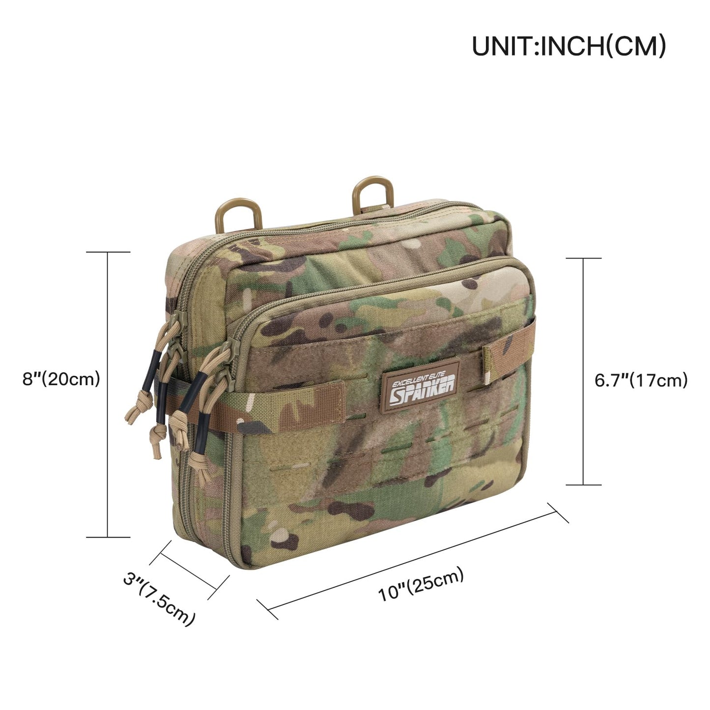 EXCELLENT ELITE SPANKER Tactical Molle Admin Pouch Utility Organizer EDC Medical Bag Utility EDC Tool Pouch with Shoulder Strap Attachment Pouches Waist Bag (Multicam)