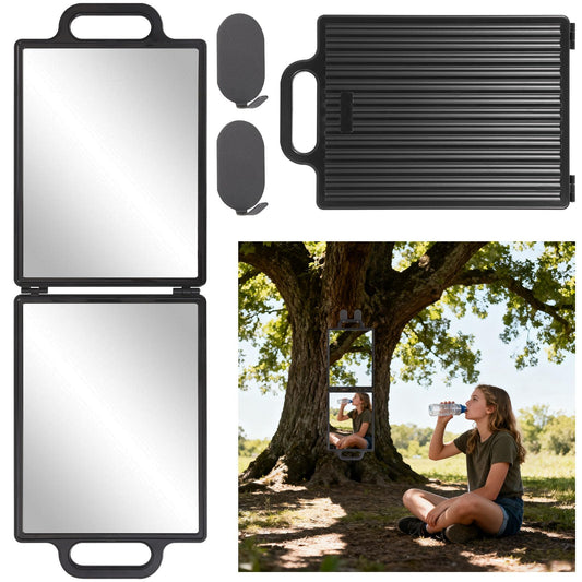 HFYZZ Foldable Full Length Travel Mirror with Handle, 28.3" x 9.3”Portable Shatterproof Hanging Camping Makeup Mirror for RV Tents and Small Spaces