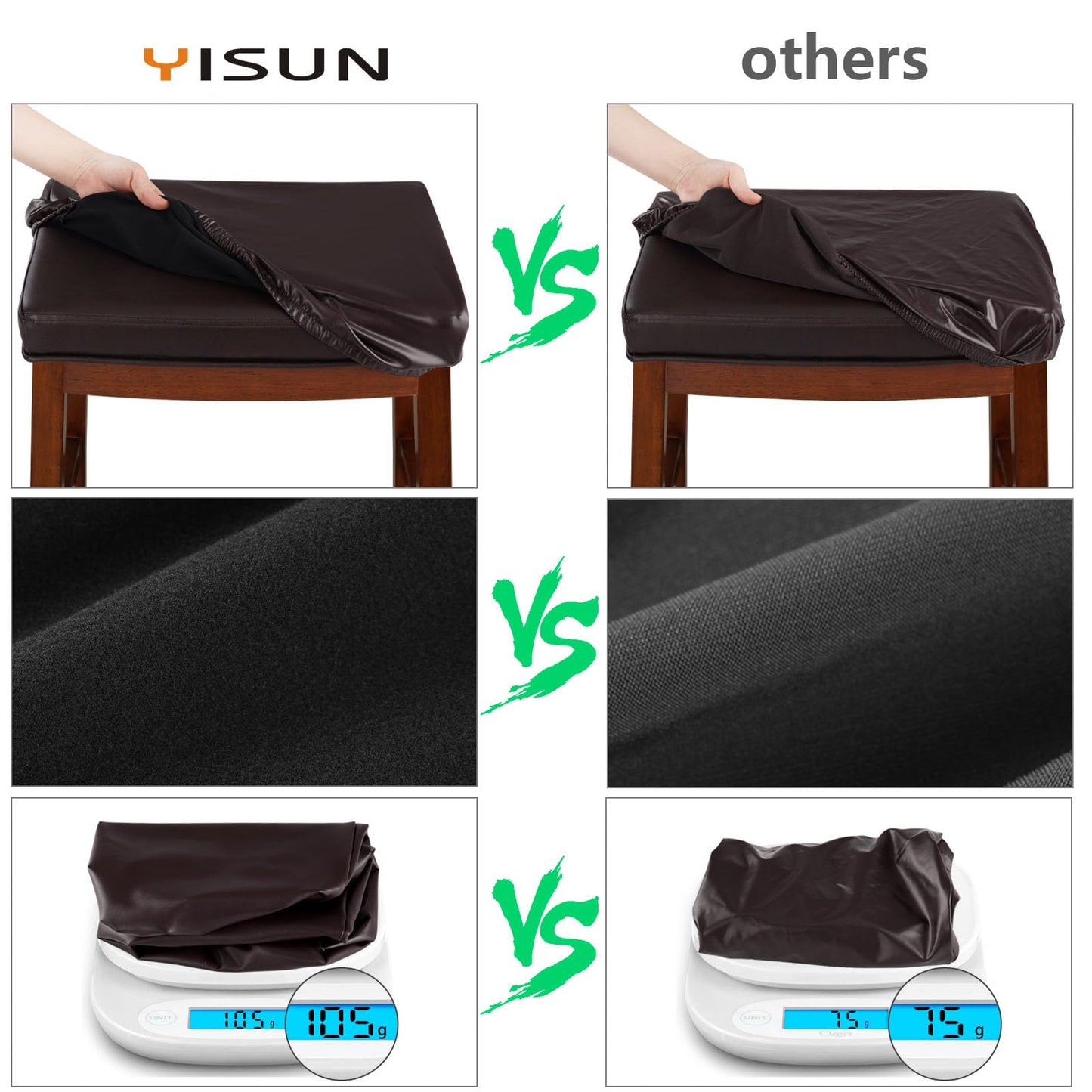 YISUN Stool Covers Rectangle - 2 Pack Stretch Oilproof Waterproof PU High Chair Cover Vanity Stool Cover Pub Counter Bar Stool Covers Saddle Seat Cover with Elastic Bands
