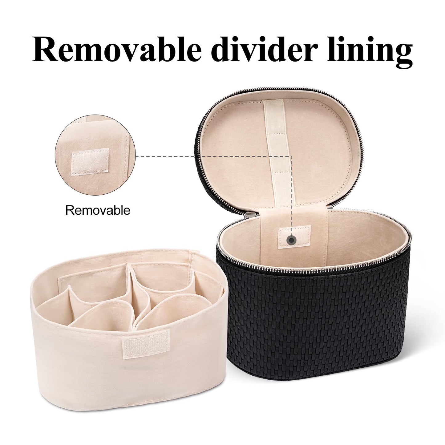 honitty Makeup Bag, Travel Make up Case with Compartments and Handle, Portable Cosmetic Organizer Bags,Toiletry Bag for Women