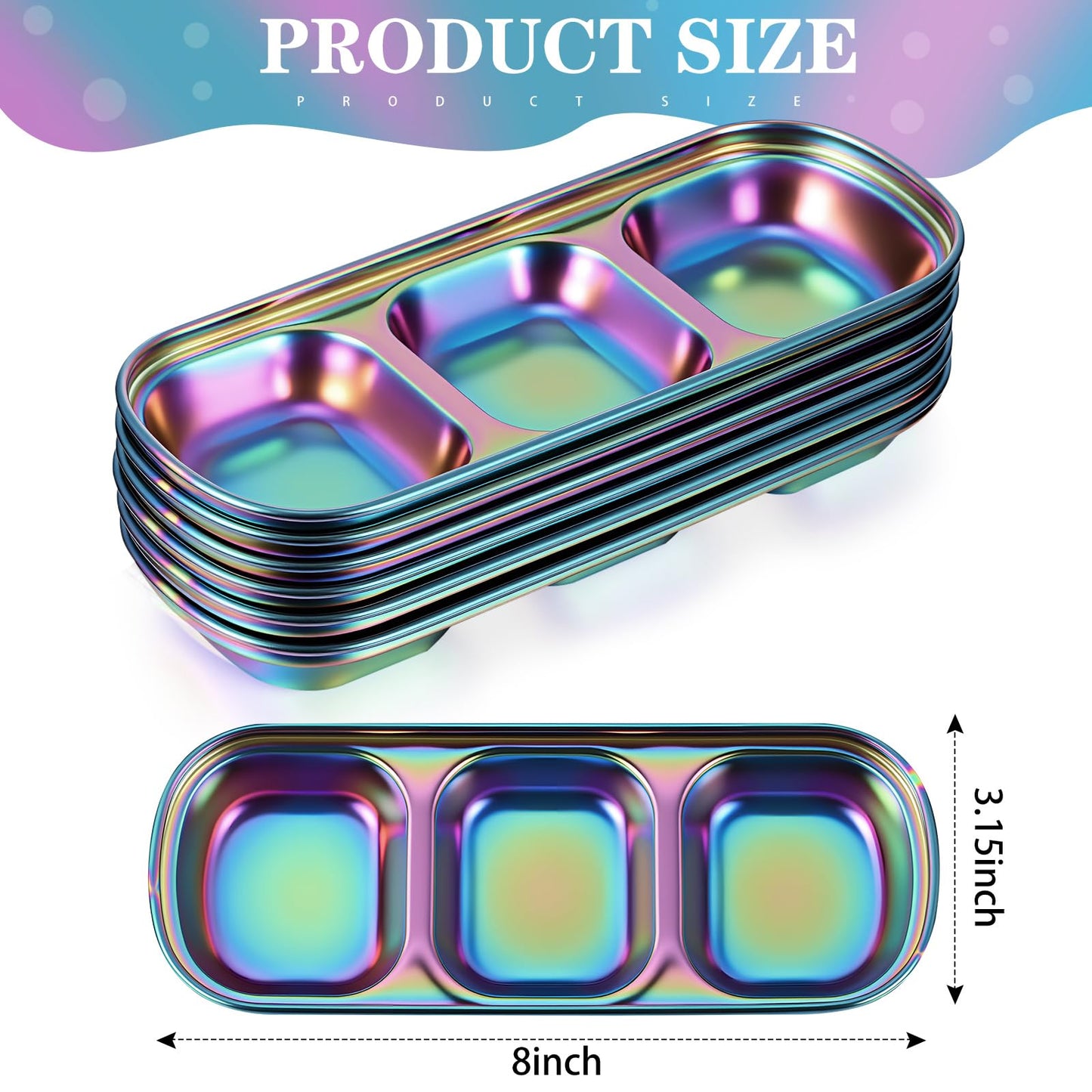 Vesici 6 Pcs Estheticians Bowls DIY Face Mask Tray Esthetician Supplies Stainless Steel 3 Compartment Serving Trays Women Skincare Products for Salon Spa Aesthetician Beauty Nail Art(Multicolor)