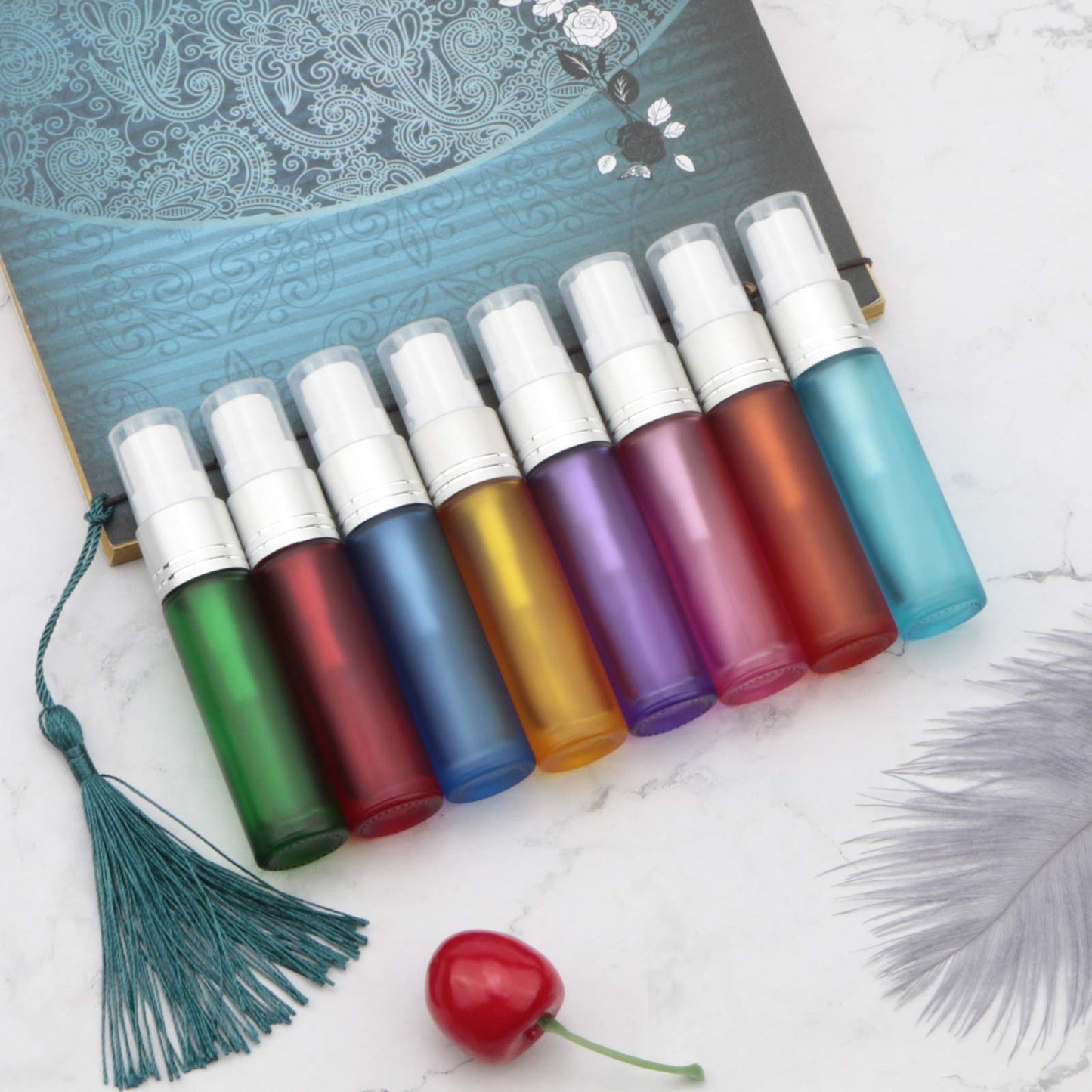 Kesell 10 Pack Perfume Bottles Refillable 10ml Frosted Glass Spray Bottle Empty Mist Sample Vials for Travel with Funnels and Droppers