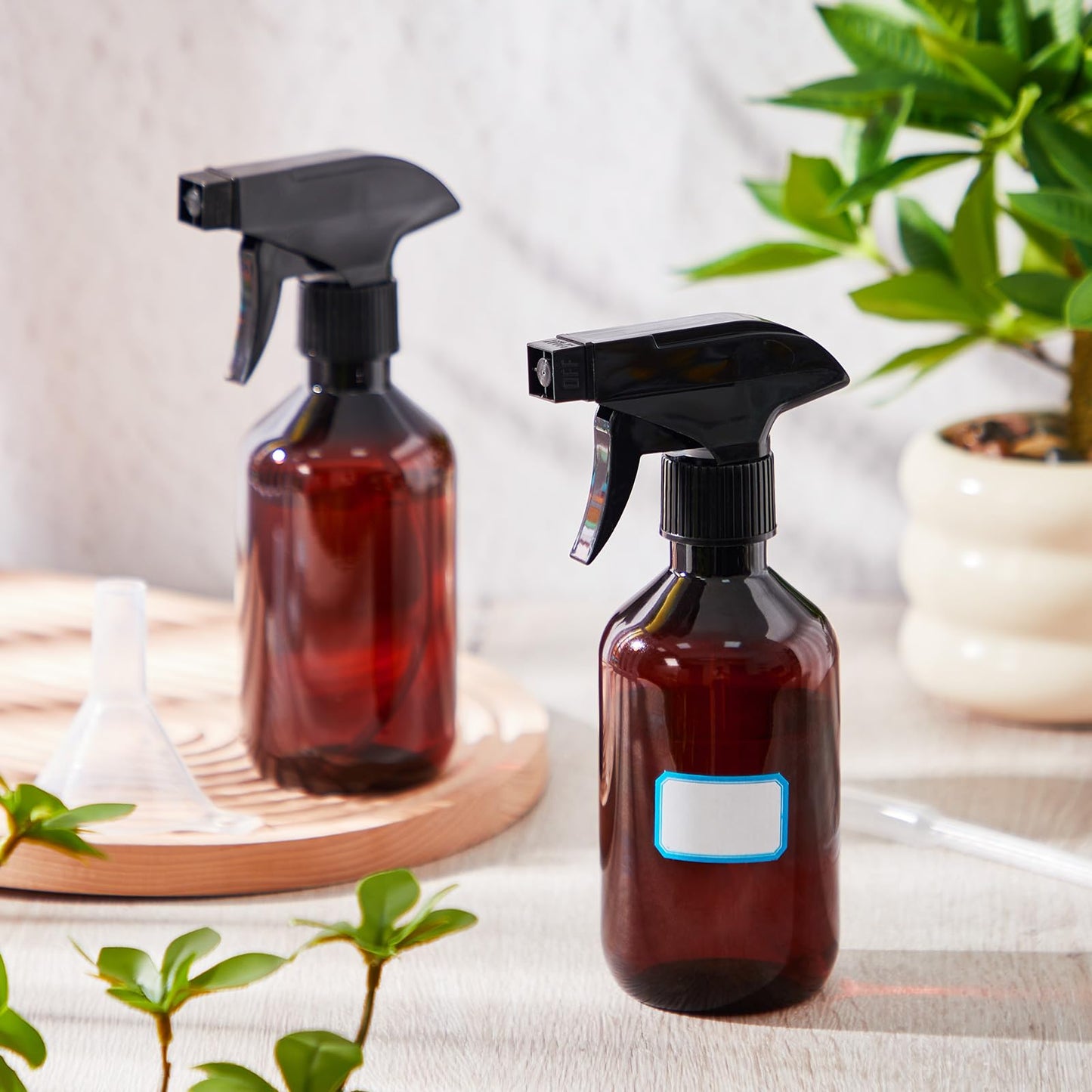 LOYIM 9 Pack 10oz/300ml Plastic Spray Bottle Bulk for Plant Small Spray Bottle Fine Mist Water Sprayer Upgraded Adjustable Nozzle Refillable Empty Containers for Cleaning, Hair, Cooking(Amber)