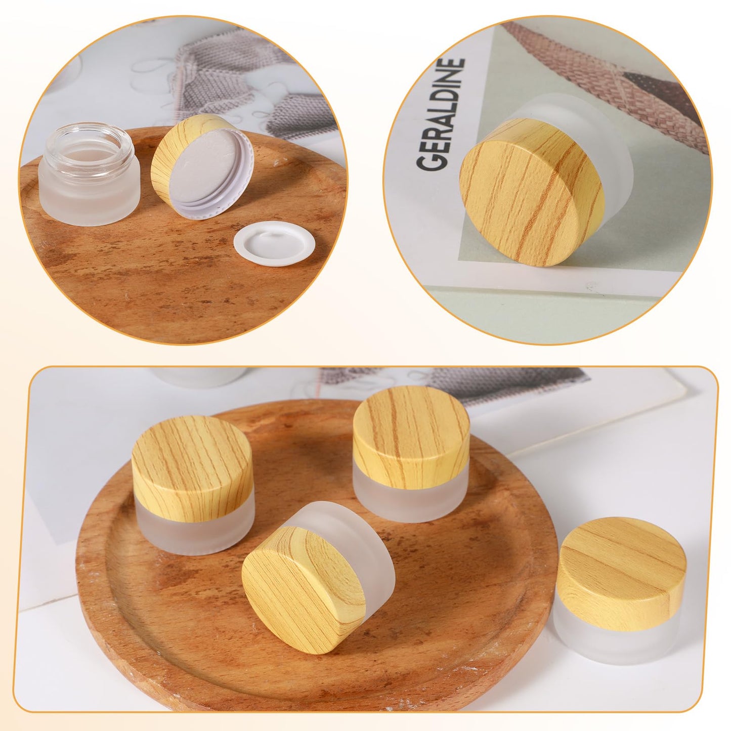 32 Pcs Glass Cosmetic Containers 5 Grams Round Frosted Cosmetic Jars with Leak proof lids Empty glass sample Jars Scrub Balm Lotions Sample Containers for Makeup Lotion Lip Balm Eye Cream