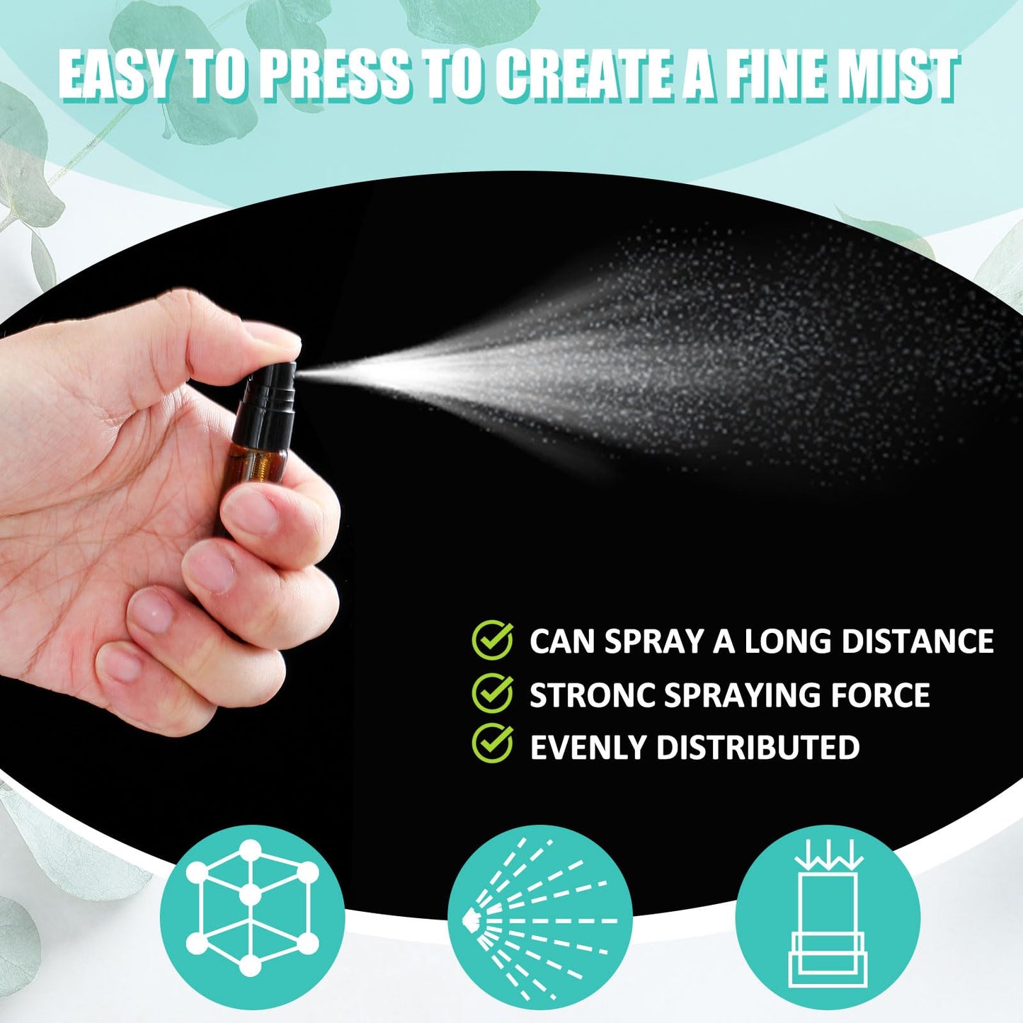 Zhehao 50 Pcs Mini Spray Bottles 5 ml Clear Glass Perfume Bottles Refillable Fine Mist Perfume Atomizer Portable Empty Sample Containers for Cleaning, Essential Oils, Travel (Amber)