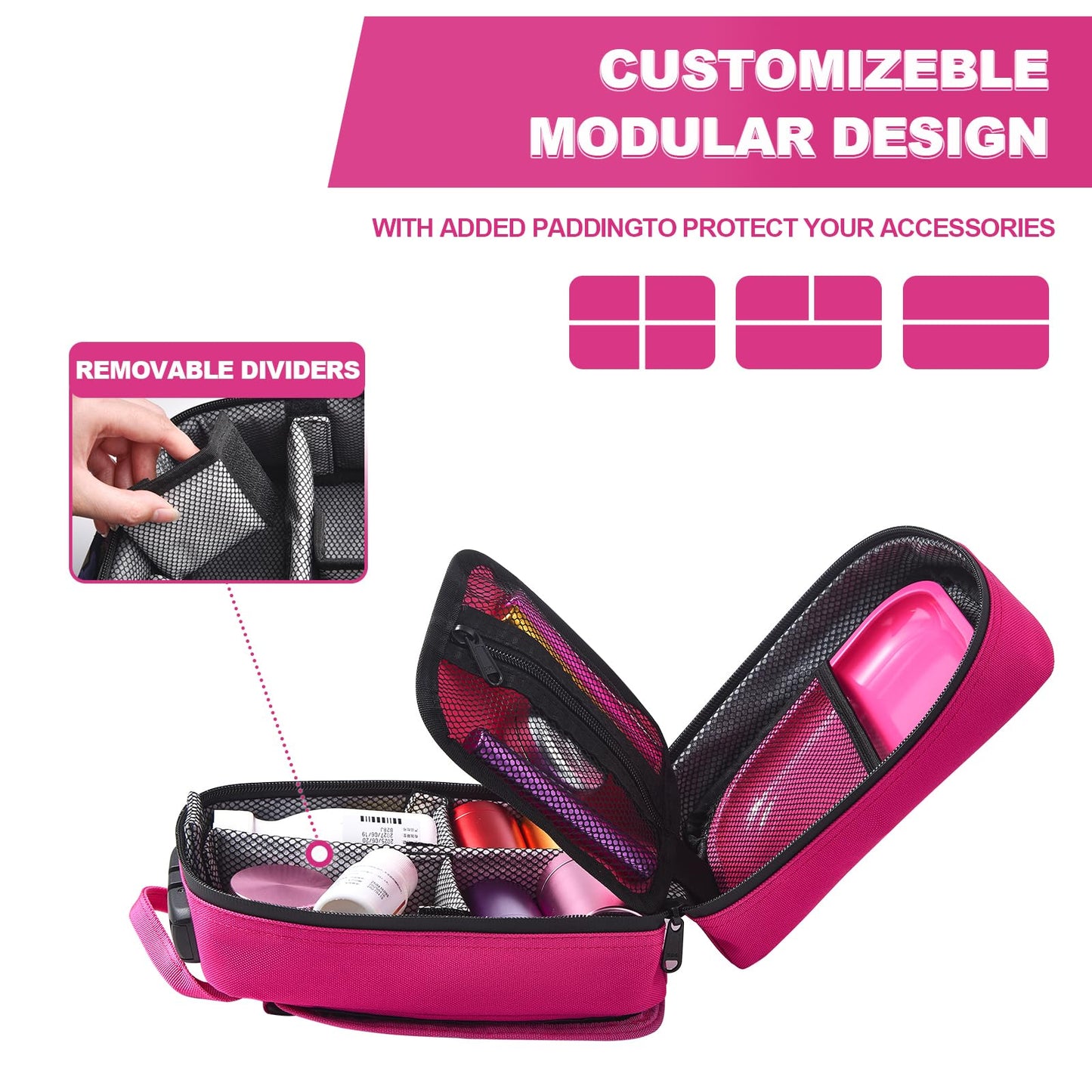 MAICHENG Storage Bag with Combination Lock, Small Travel Medicine Lock Box, Carbon Lined Tactical EDC Molle Bag Pouch, Money Cosmetic Organizer, Gifts for Women