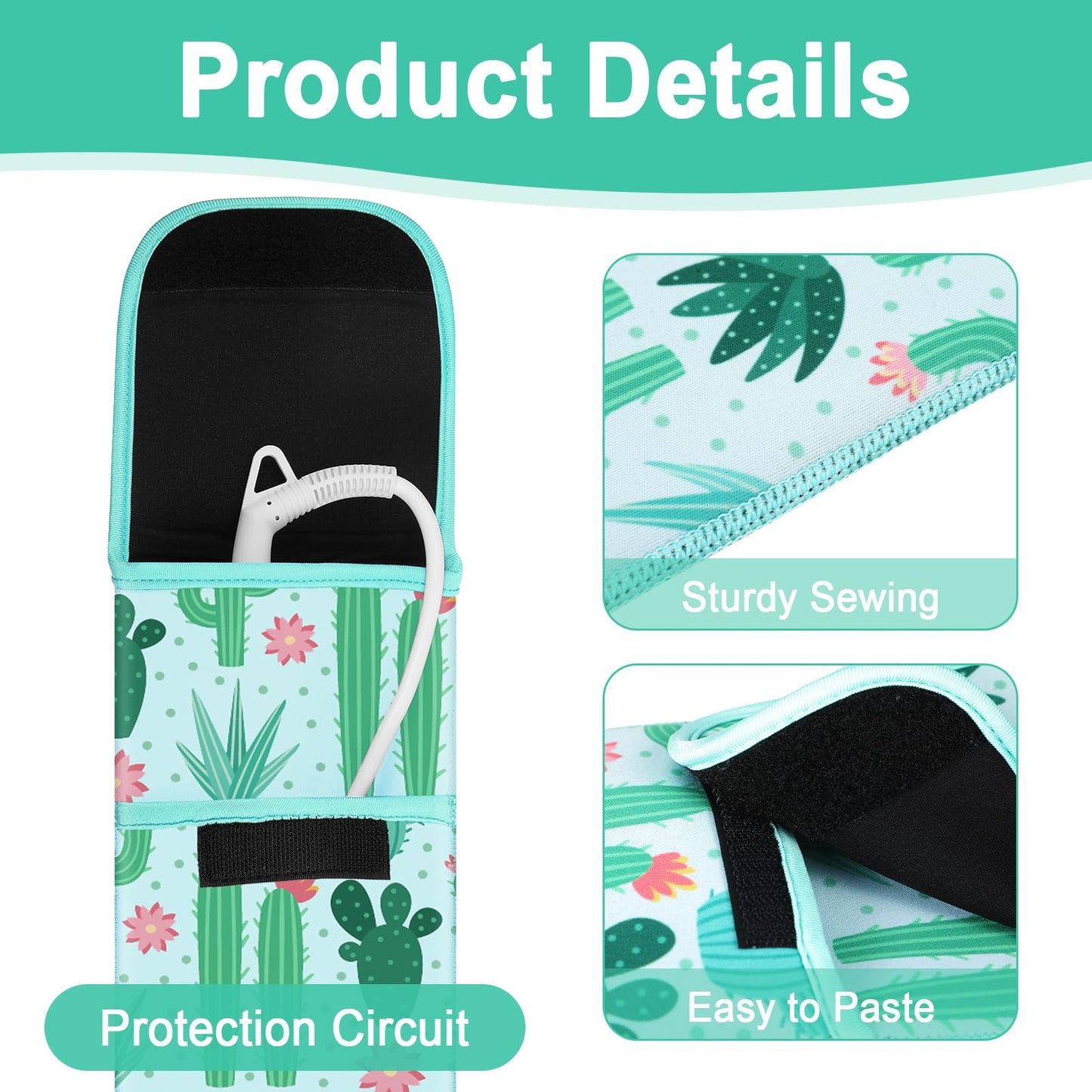 Shappy 2 Pcs Heat Resistant Hair Tools Bag Curling Iron Travel Case Cover Neoprene Flat Iron Holder Travel Case and Silicone Mat Pouch for Hot Hair Tools Storage Organizer(Cactus Style)