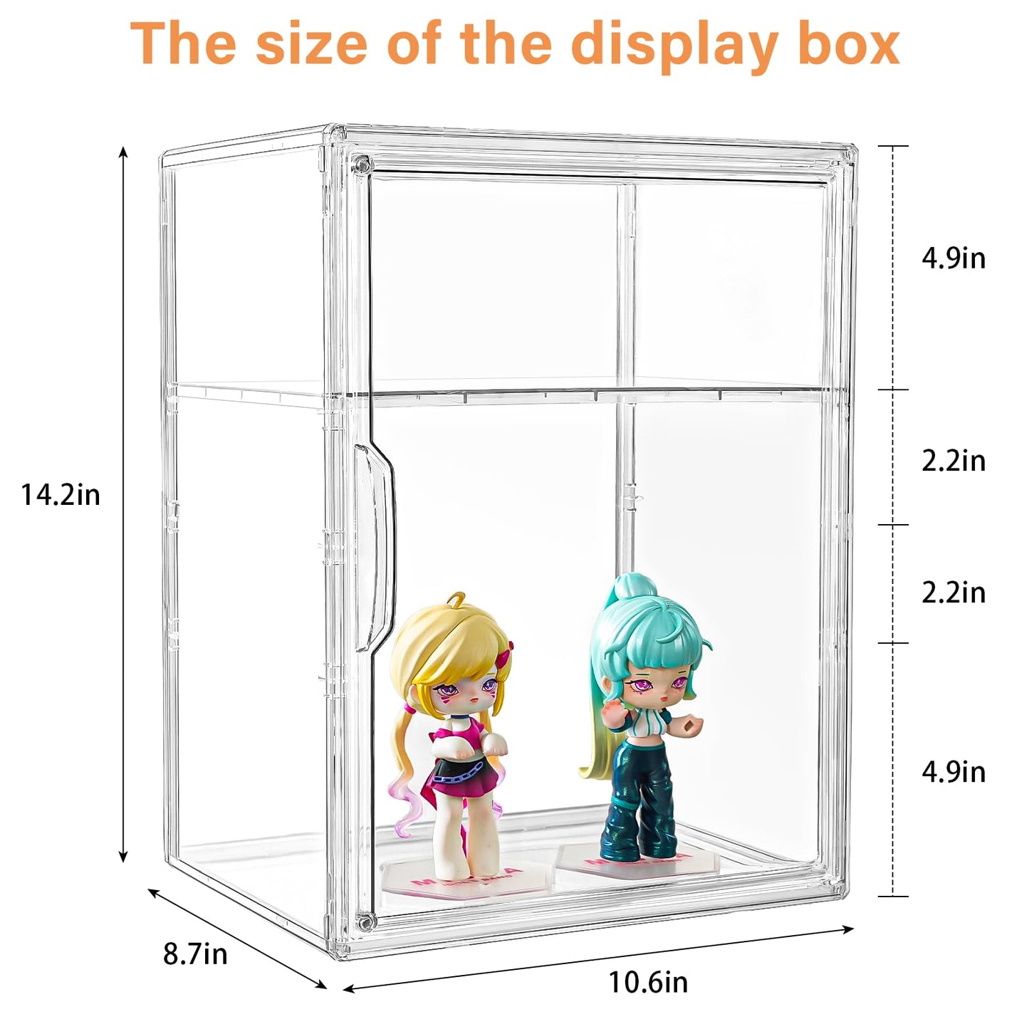 Amllas Acrylic Display Case for Collectibles, Clear Acrylic Display Box with 3 Adjustable Layers and Magnetic Door, Stackable Clear Storage Box/Bins for Figures,Lego, Book