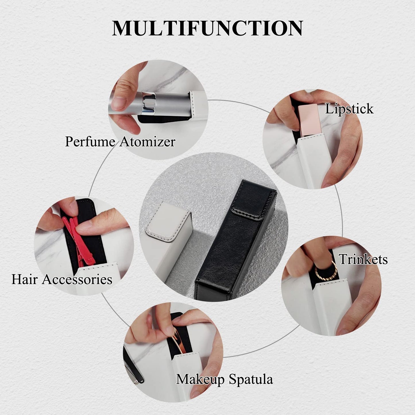 LISAPACK Black Perfume Atomizer Spray Bottle（3PCS） With A Black Perfume Atomizer Holder For Travel
