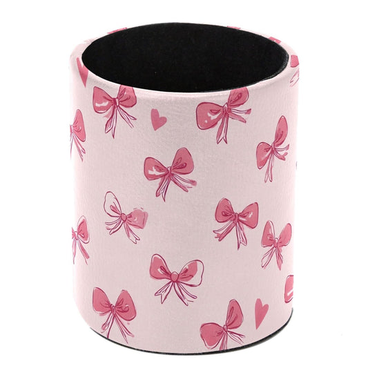 Bows Pen Holder for Desk Organizer, Pink Non-Slip Makeup Brush Holder for Girls Kids Women, Stand Pencil Cup Pot Storage Organizer for Home School Office Decor