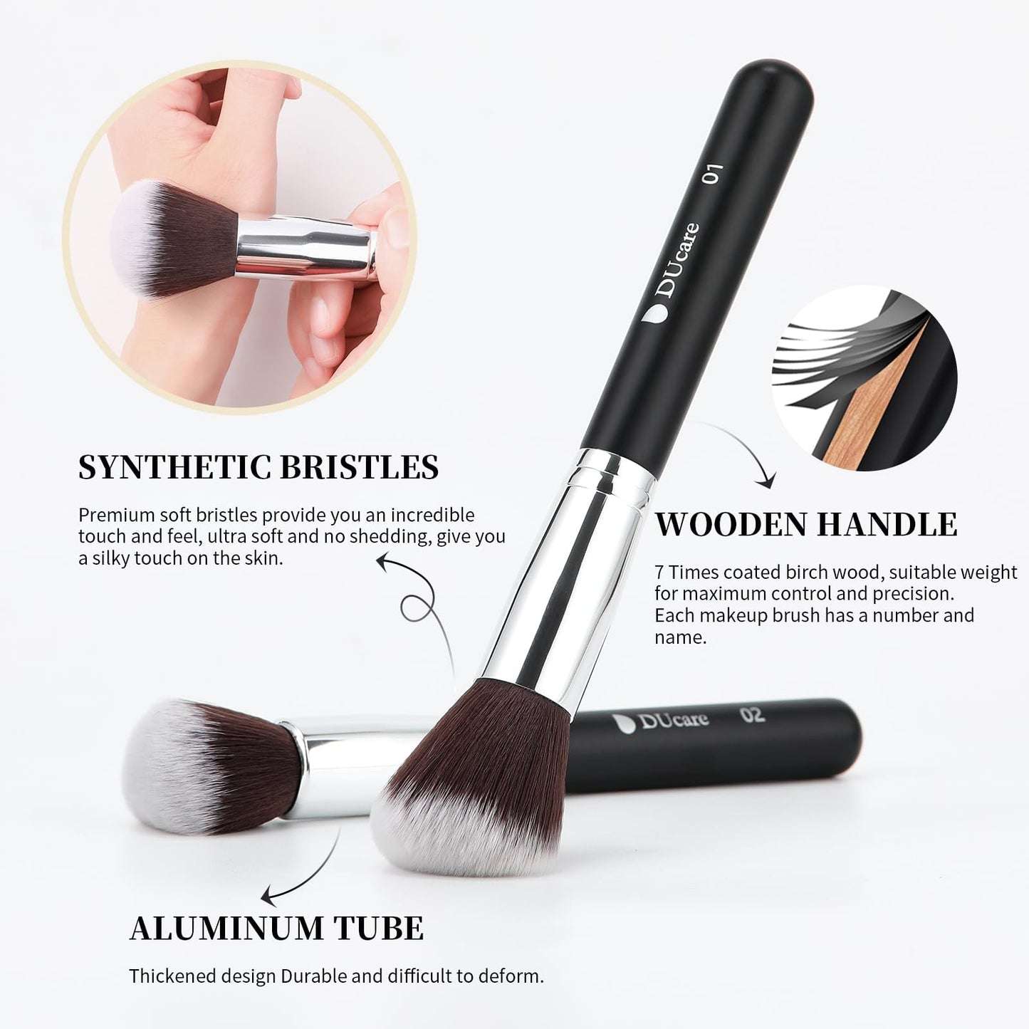 DUcare Makeup Brushes with Travel Bag 15Pcs Makeup Brush Set Kabuki Foundation Blending Blush Eyeliner Shadow Brow Concealer Brushes Kit
