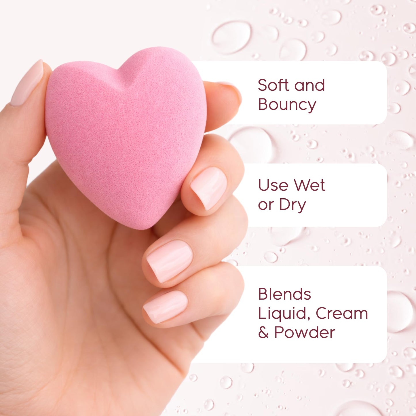 SweetHeart Sponge Heart-Shaped Makeup Sponges – Soft & Bouncy, Latex-Free Beauty Sponges for Liquid, Cream & Powder, Use Wet or Dry (6-Pack)