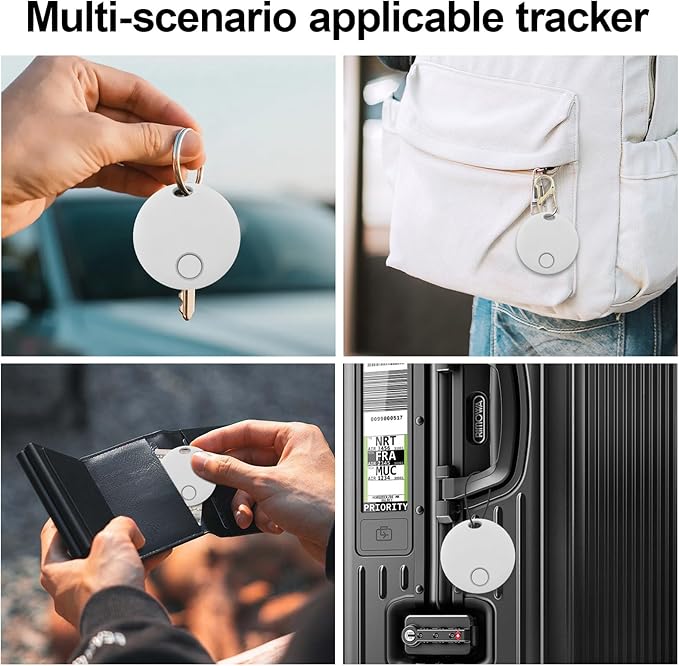 Tracker Tags 4 Pack, Luggage Tracking Tags Compatible with TUYA App and Smart Life APP, Both iOS and Android Compatible, Key Finder Locator with Sound, Smart Tag, Item Finder for Keys, Bags
