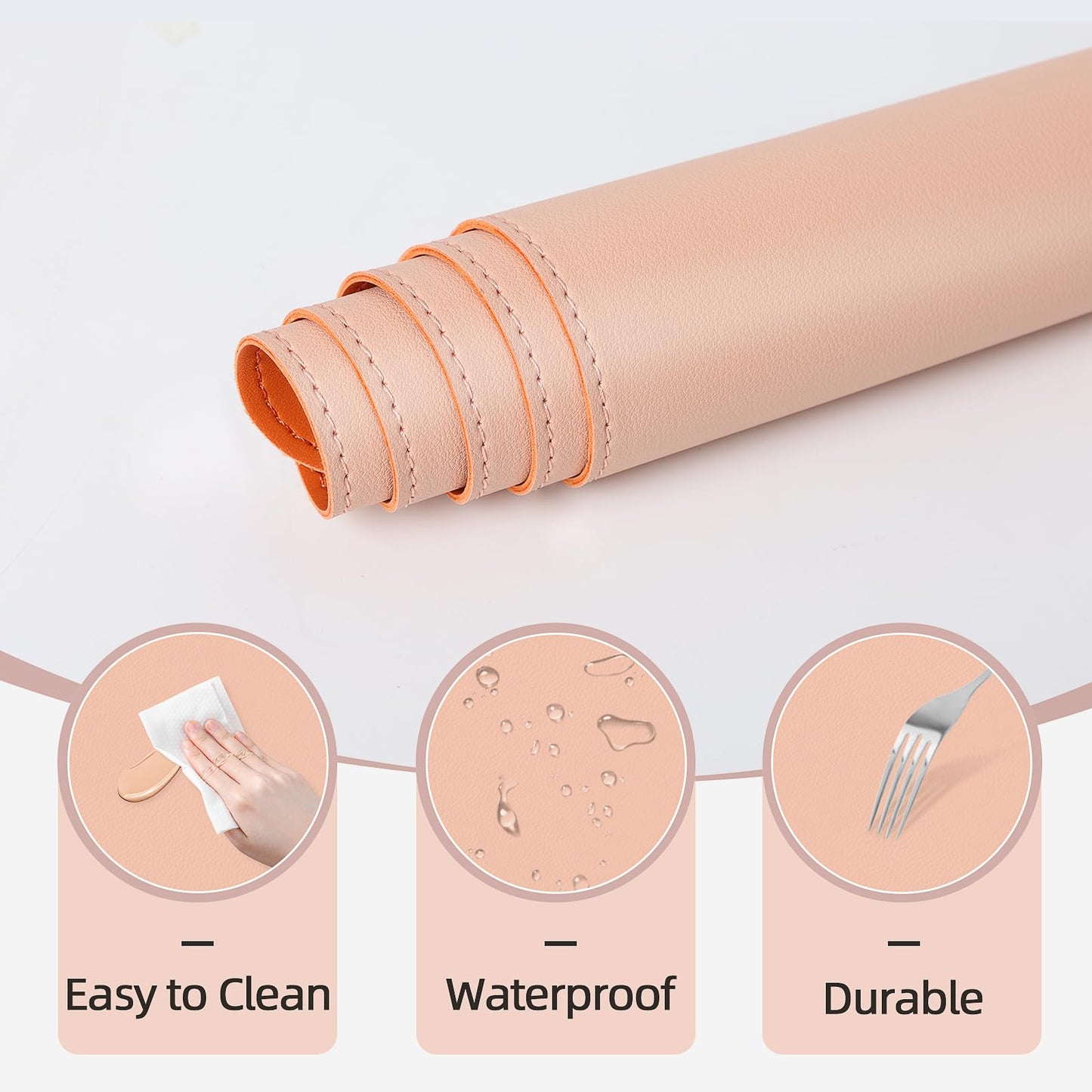 Makeup Mat for Vanity to Protect Desk Top 23.6 x 11.8 in, Dual-Sided Makeup Mat, Easy to Clean Desk Pad - Waterproof and Oilproof Vanity Accessories (Apricot and Orange)