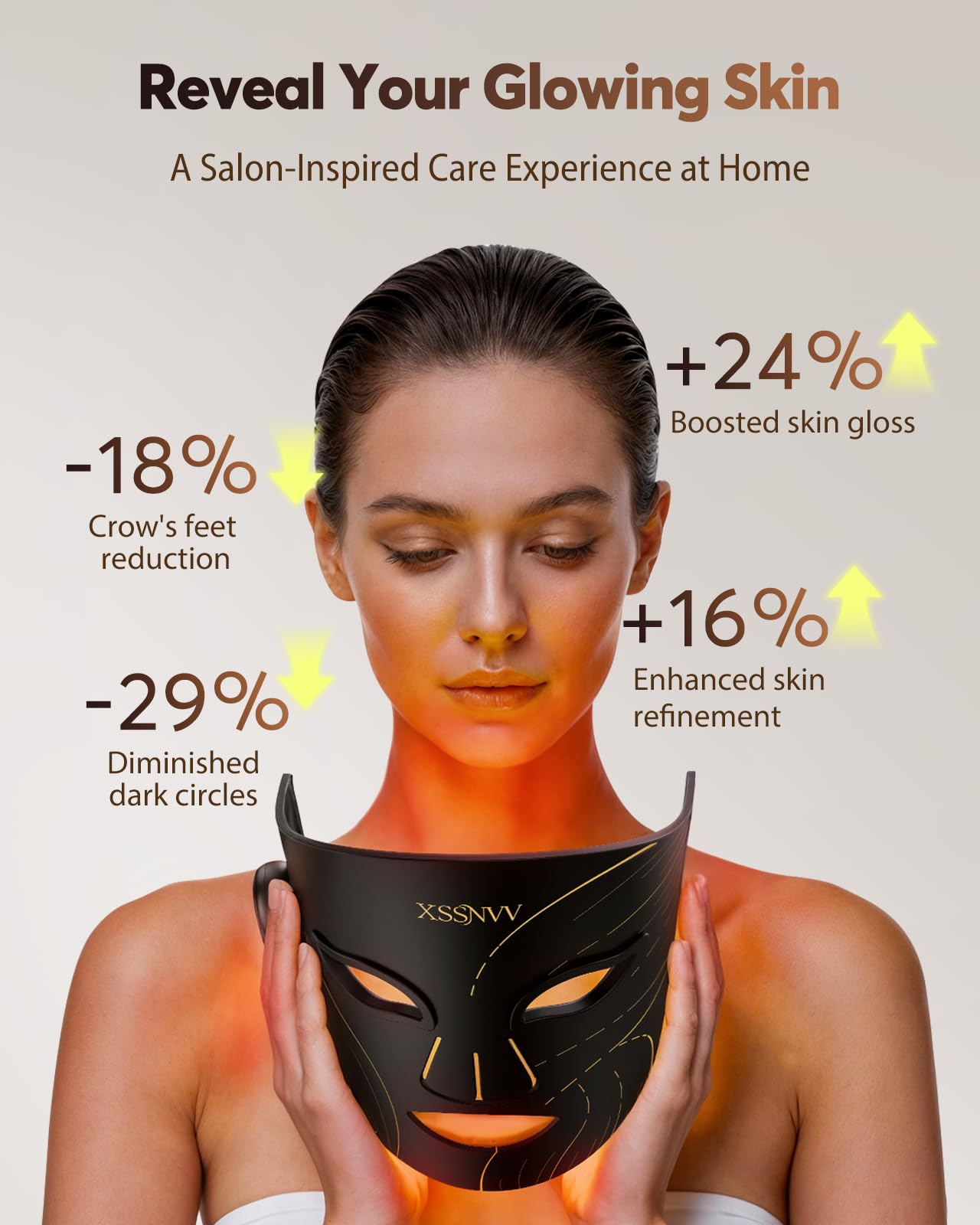 Red Light Therapy for Face, Cordless LED Face Mask with 4 Light Modes (NIR 850nm, Red 620nm, Blue, Amber), 272 LEDs, 10-Min Timer, Rechargeable for Glowing Skin at Home