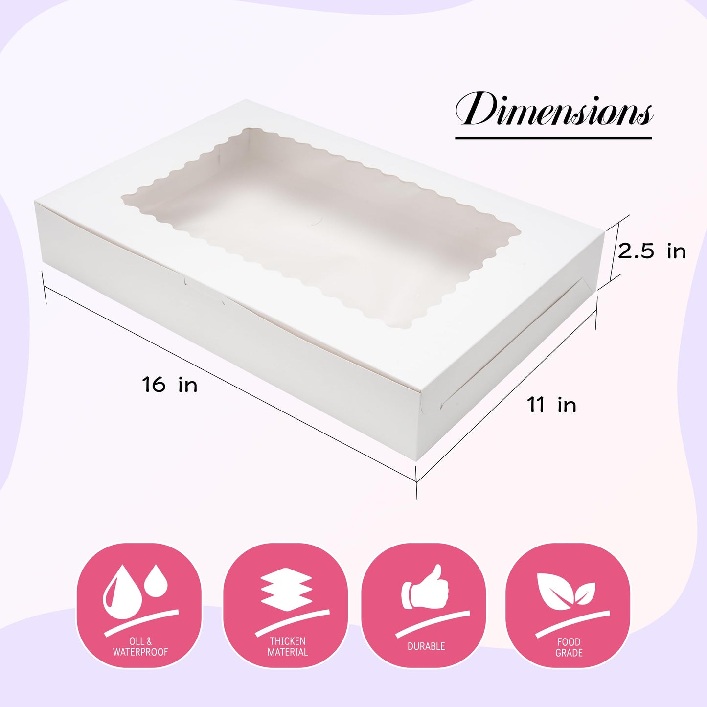 NPLUX 40 Pack Cookie Boxes 16x11x2.5inch Bakery Boxes with Window Treat Boxes for Cookie Packaging Gift Giving Dessert Boxes for Chocolate Covered Strawberries, Donuts, Graduation Gifts Party Favors
