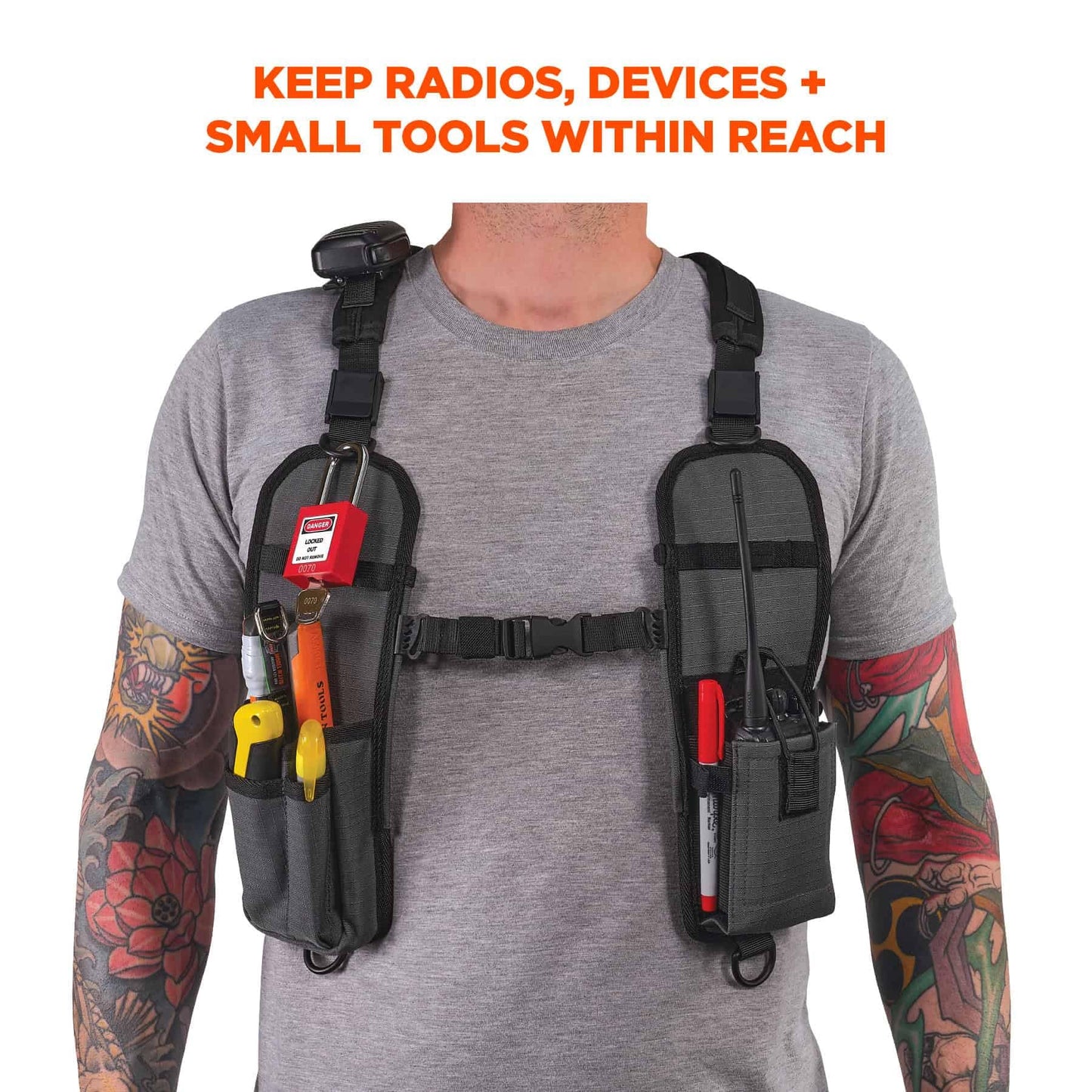 Ergodyne Squids 3144 Dual Shoulder Radio Holster Harness for Barcode Scanners
