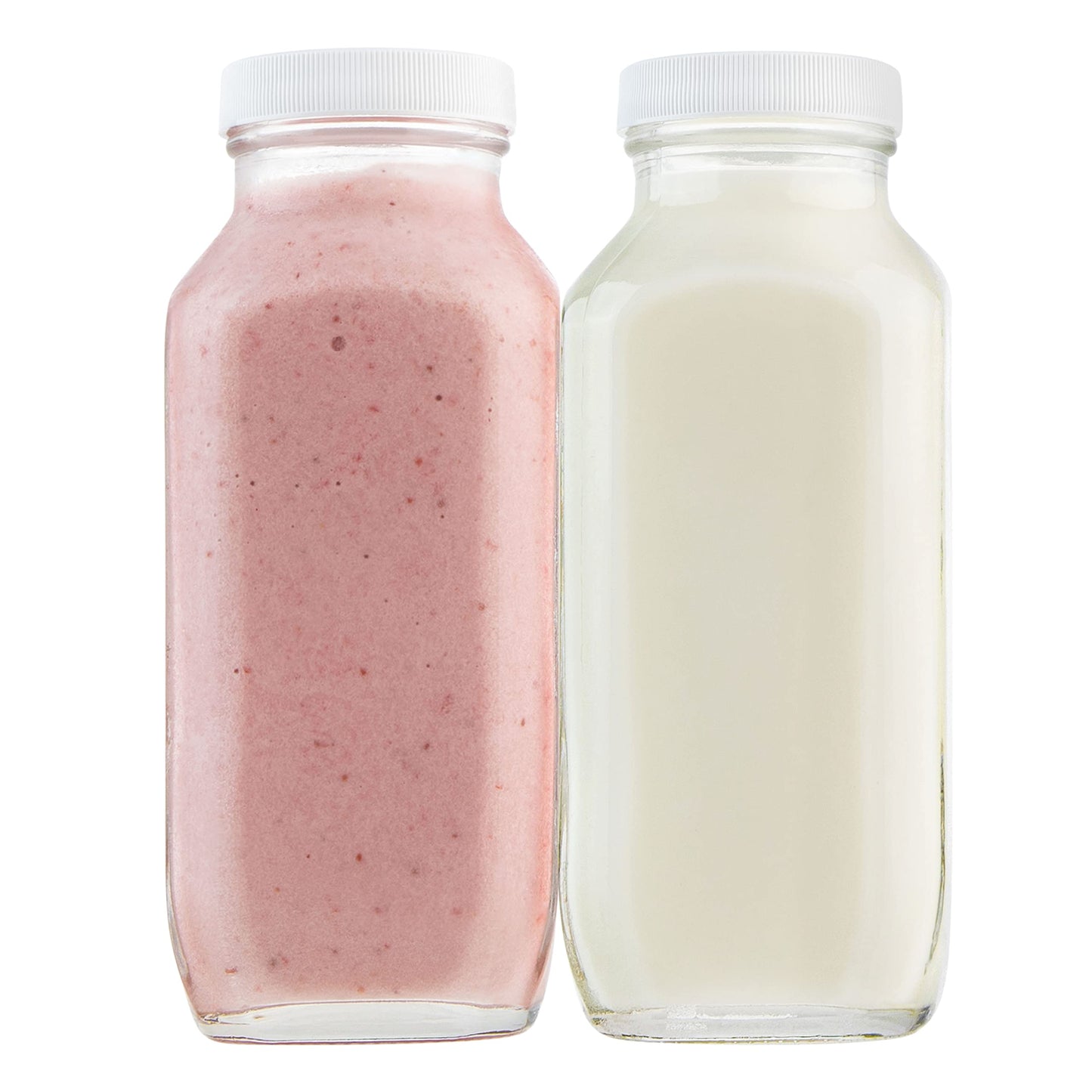 kitchentoolz 16 oz Glass Milk Bottle with Lid - Glass Jars with Airtight Lid used for Milk Container, Yogurt, Smoothies, Juice, Kefir, & Water -2 Pack 16 oz Glass Bottles with Lids