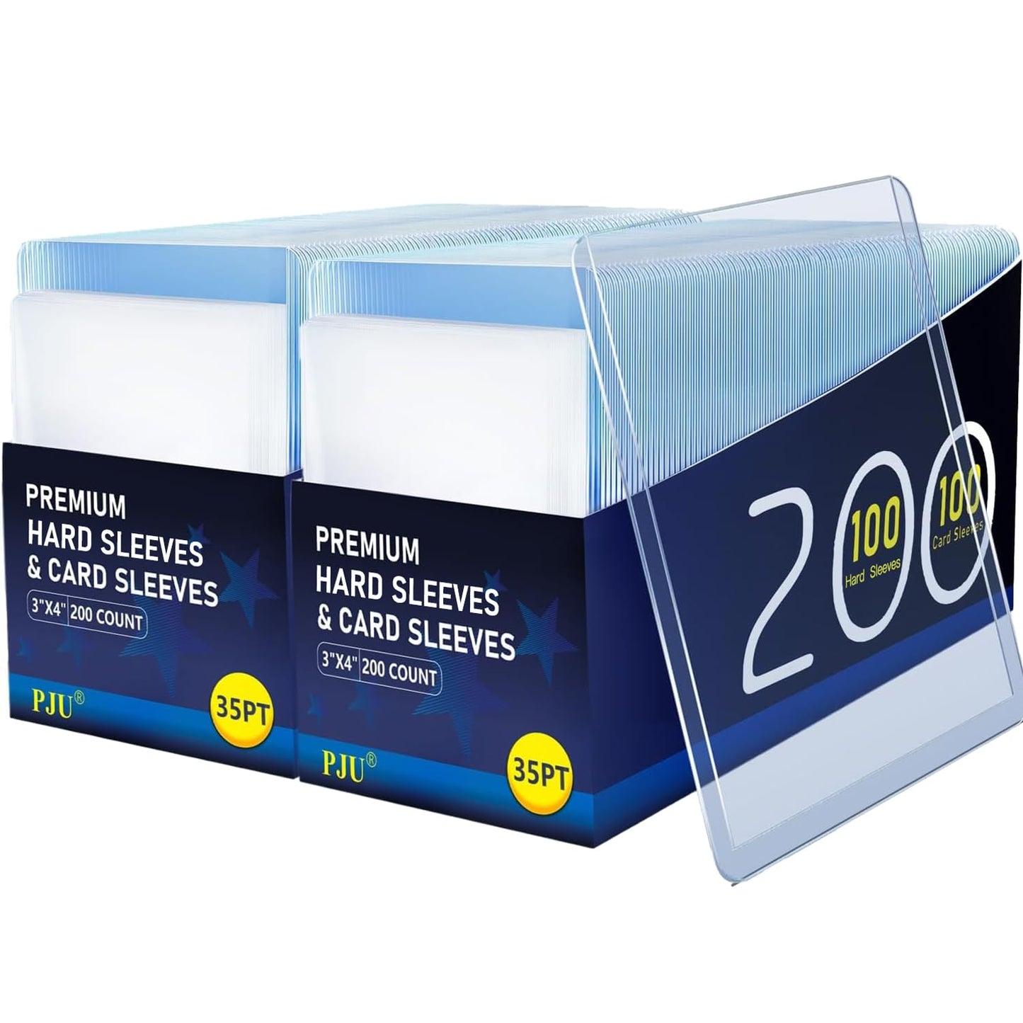 400 Hard Plastic Card Sleeves, Premium Baseball Card Protectors, 3"x 4" Trading Cards Sleeves, Sports Game Cards Holder Top Cases (200 Hard Sleeve + 200 Soft Sleeve)