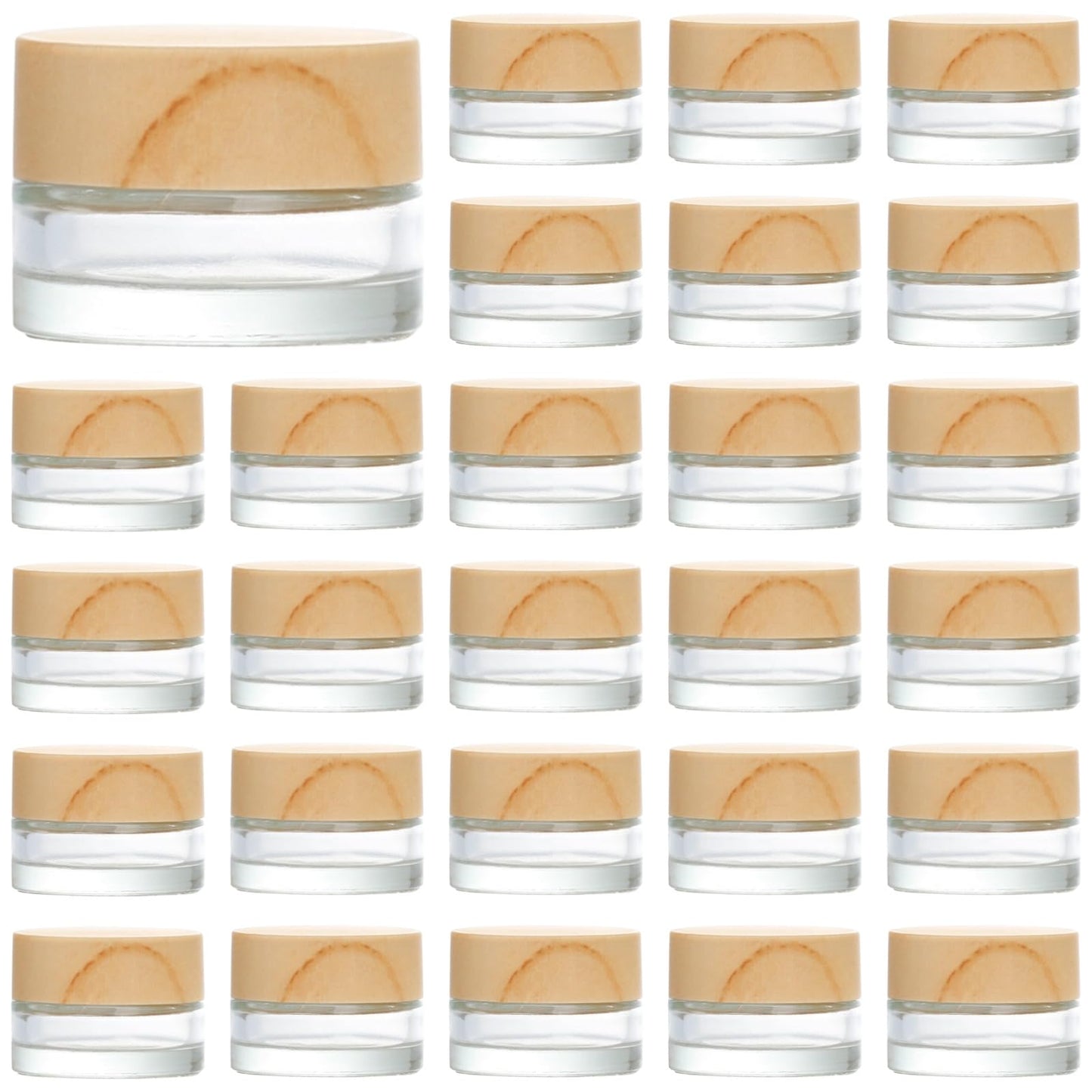 32 Pcs 5 Gram Glass Cosmetic Jars with Lids, Glass Cosmetic Containers, Refillable, Empty Sample Bottles for Lotions, Eye Cream, Balms, DIY Beauty