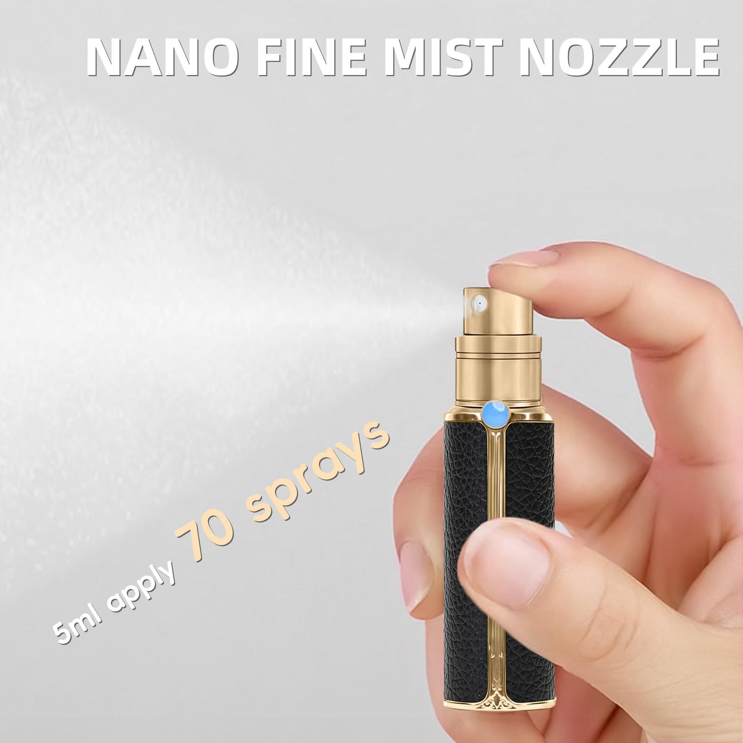 muilsae CF01BKG Leather Perfume Bottle 10ml – Bottom-Fill Refillable Dispenser, Leak-Proof & Portable for Men & Women, Ideal for Travel, Gifting & Daily Use (CF01BKG)