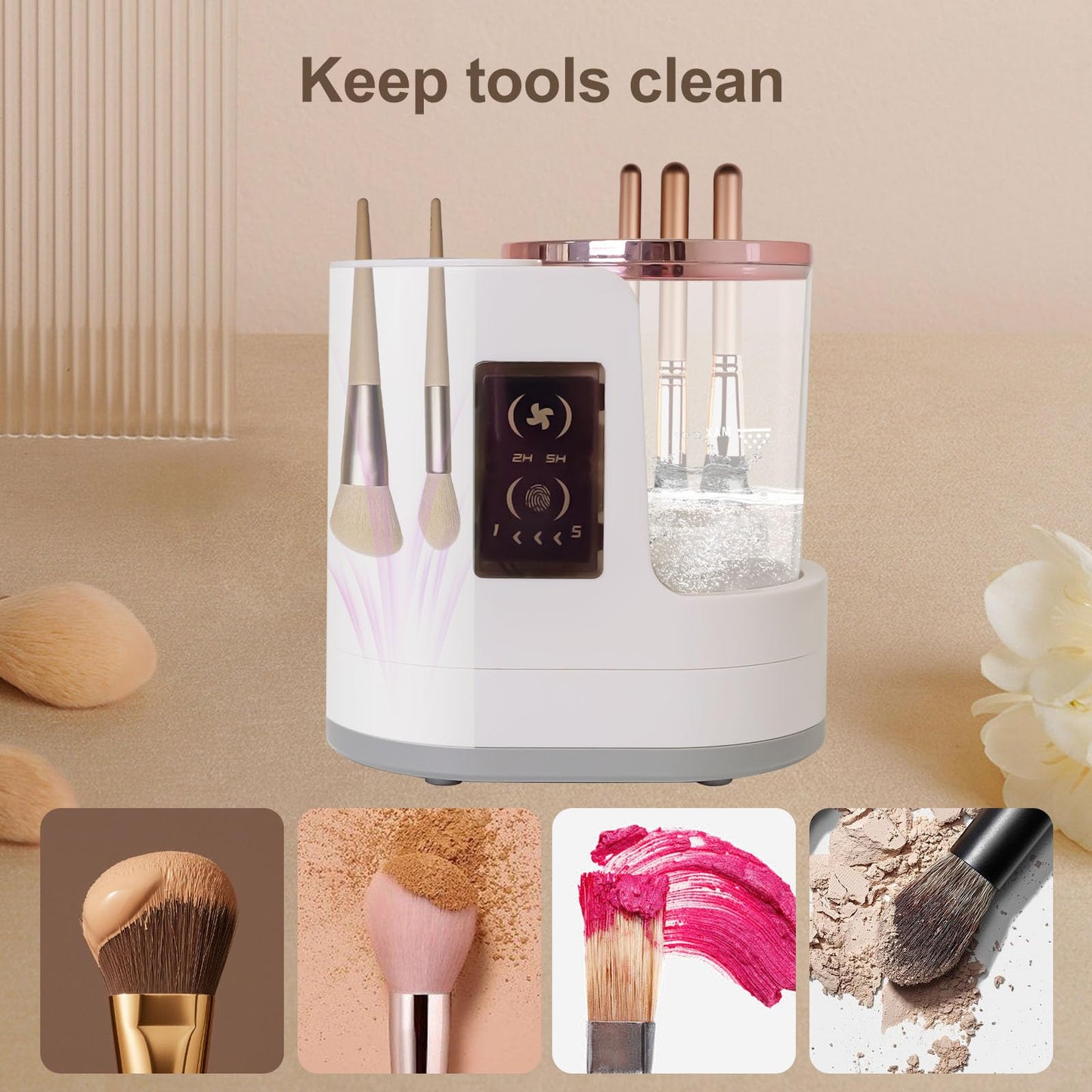 CanVrinxol 3-in-1 Automatic Makeup Brush Cleaner and Dryer, Deep Cleaning & Drying, Fits All Brush Sizes, Perfect Electric Cleaning System Gift for Makeup Lover