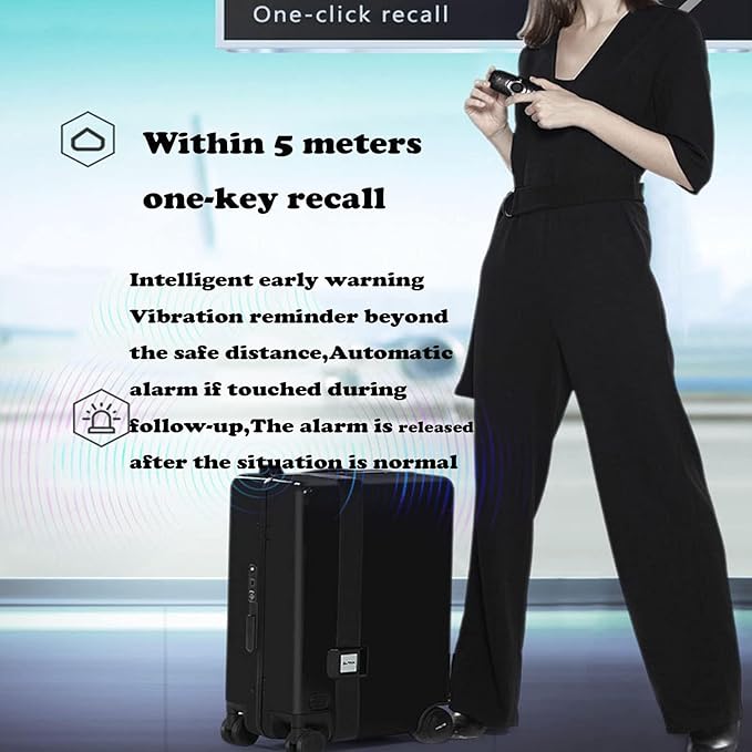 Electric Suitcase That Follows You, Suitcase That Follows You Smart Fingerprint Unlock Riding Trolley Case with Mobile Charging, Hardside Luggage That Follows You, Auto Follow, APP Control (D)