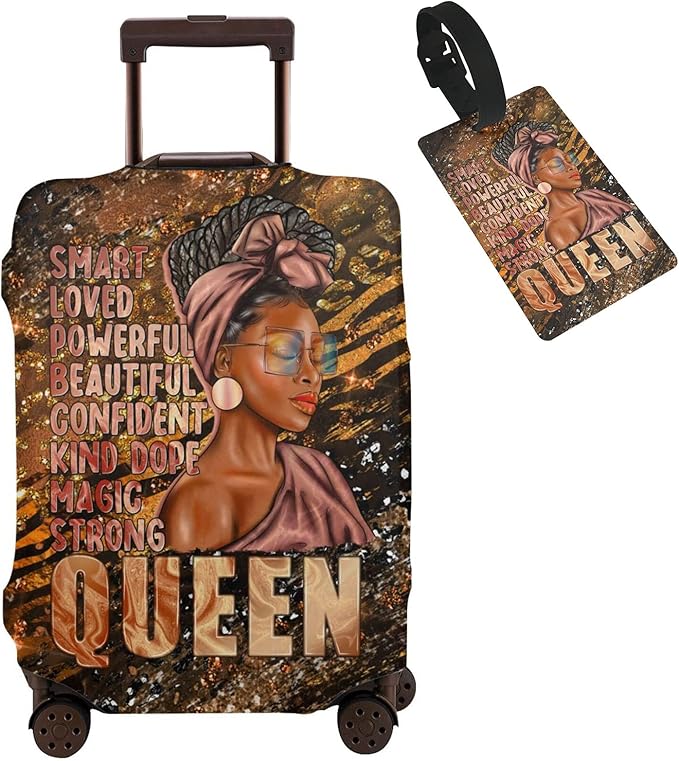 Travel Suitcase Protector African American Girl Elastic Protective Washable Luggage Cover With Concealed Zipper Suitable For 18-32 Inch (XL (for 29--32 inch luggage))