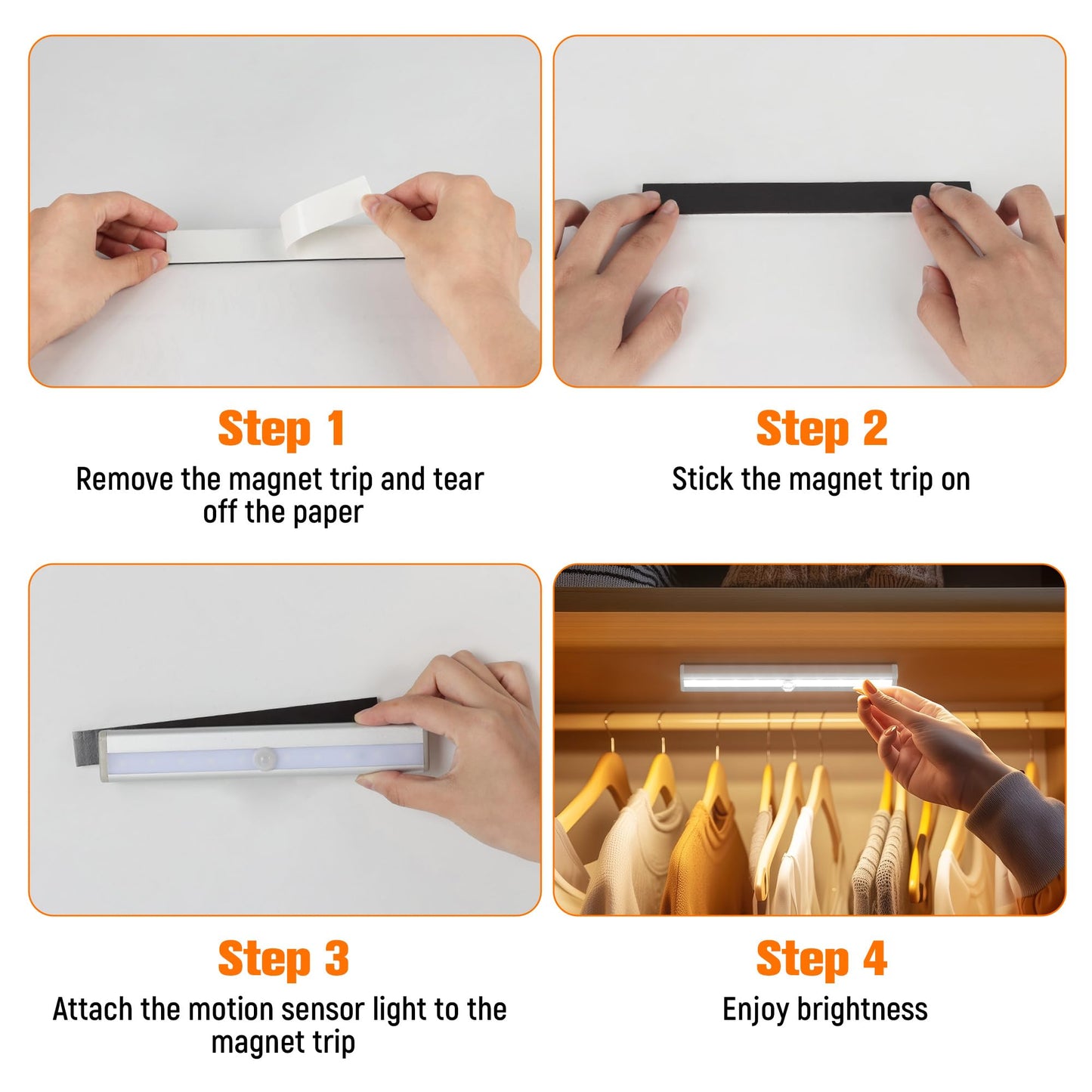 Molrebe Motion Sensor LED Lights, 6 Pack Battery Operated 10 LED Motion Closet Light, Stick-On Anywhere Magnetic Night Light Bar for Closet Under Cabinet Kitchen Hallway Stairway Vanity Wardrobe
