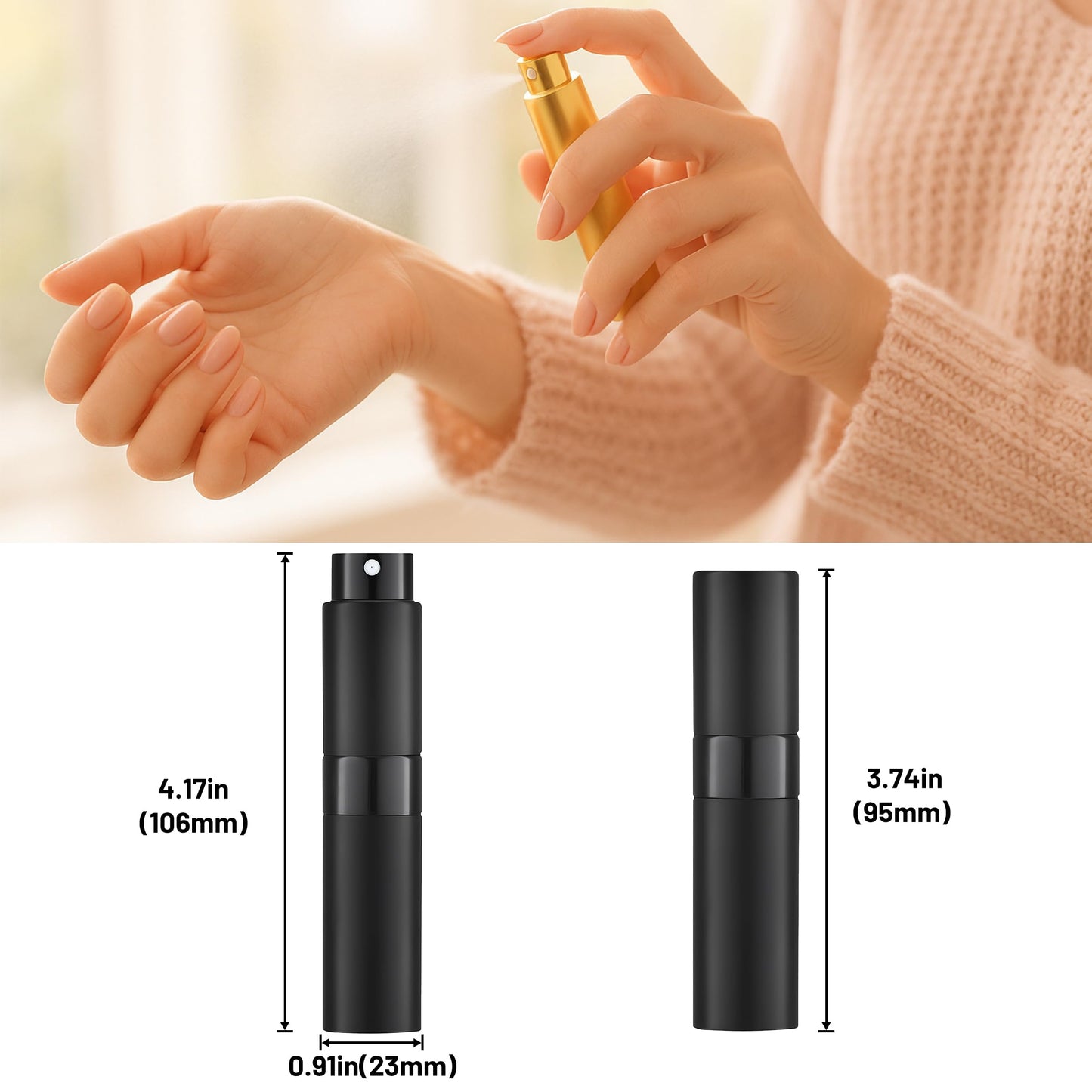 HUGROSE Perfume Travel Refillable, 10 Pack 8ml Black Atomizer, Portable Travel Perfume Bottle Refillable, Ideal for Fragrance Storage, Sleek Design, Perfect for Daily Use
