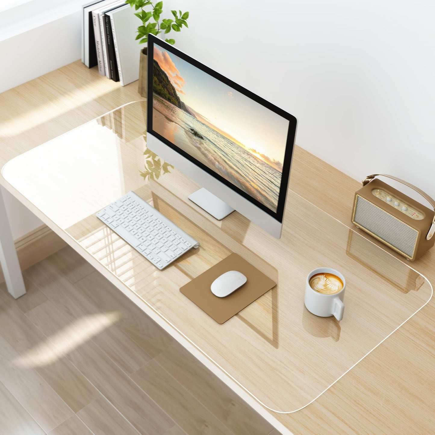 NATRKE Clear Desk Mat Pad, 35.4" X 15.7" Large Transparent Desk Protector, 1.5mm PVC Waterproof Non-Slip Writing Desk Pad Blotter for Desktop Home Office, 90 x 40 cm