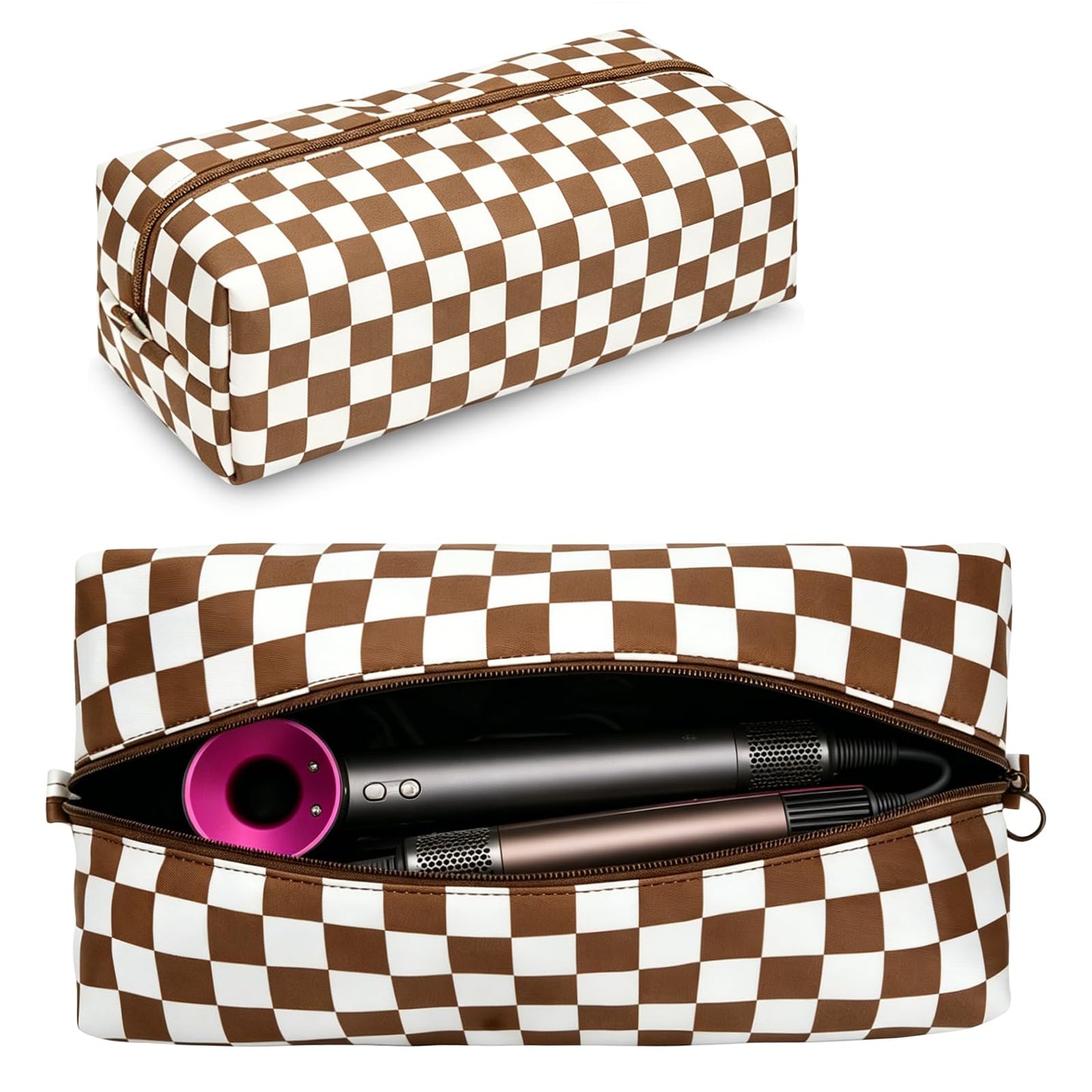 idoltimes Hair Tools Travel Bag, Checkered Hair Tools Organizer Compatible with Dyson Airwrap Styler
