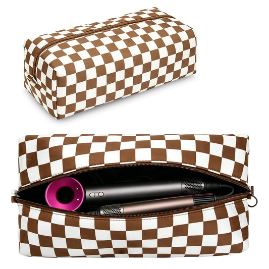 idoltimes Hair Tools Travel Bag, Checkered Hair Tools Organizer Compatible with Dyson Airwrap Styler