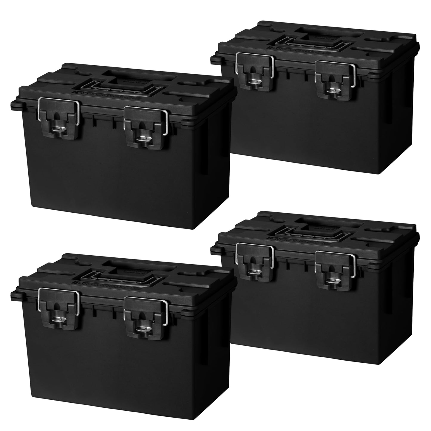 Sheffield 12764 XL Storage Bins With Lids, 4-Pack Stackable Storage Bins, Made in USA, Lockable and Water-Resistant Containers with Lids, Plastic Containers for Home, Classroom, and Dorm