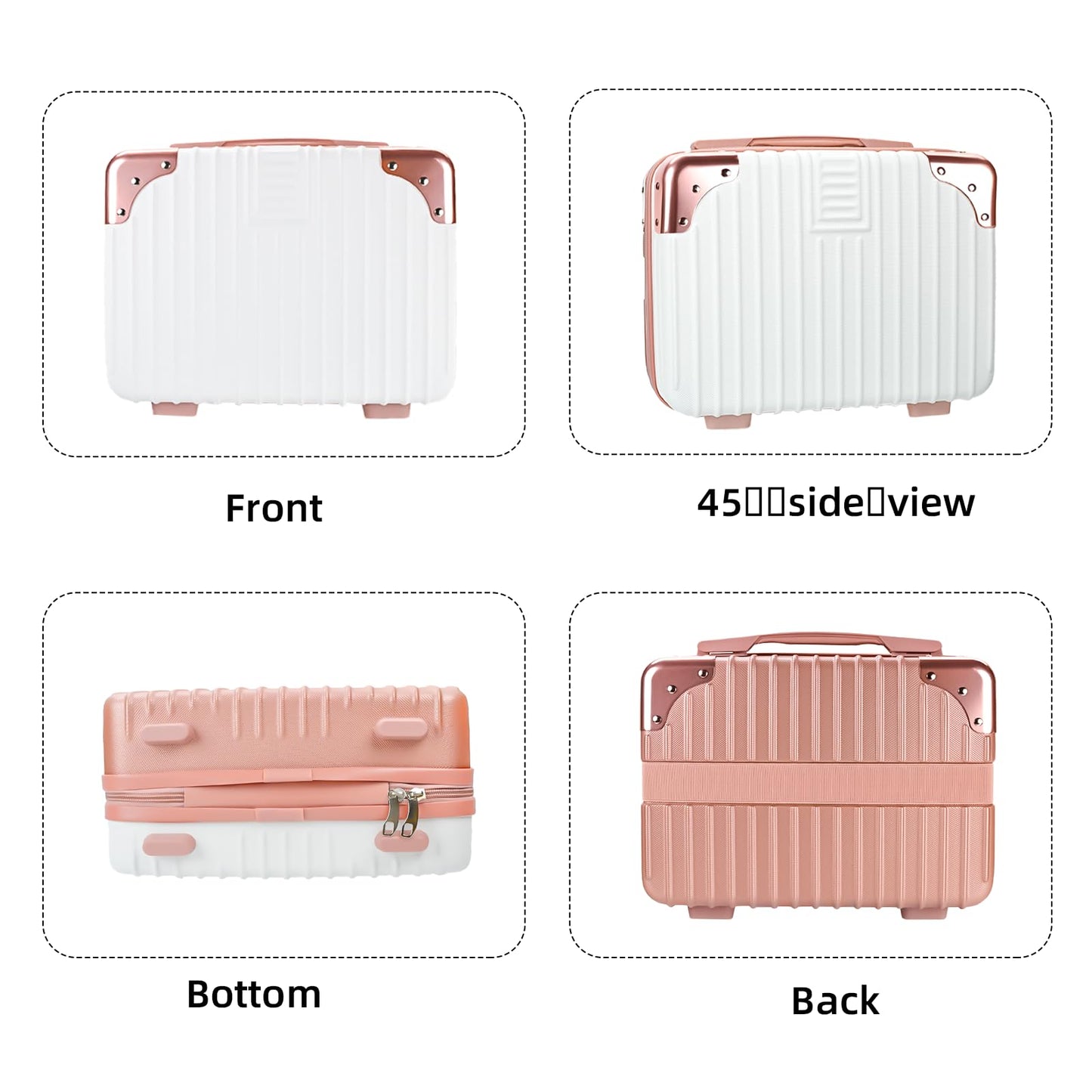Yoanlayr 14inch Hard Shell Cosmetic Organizer Travel Train Hand Luggage Small Portable Carrying Suitcase Makeup Case Bag for Women Toiletry