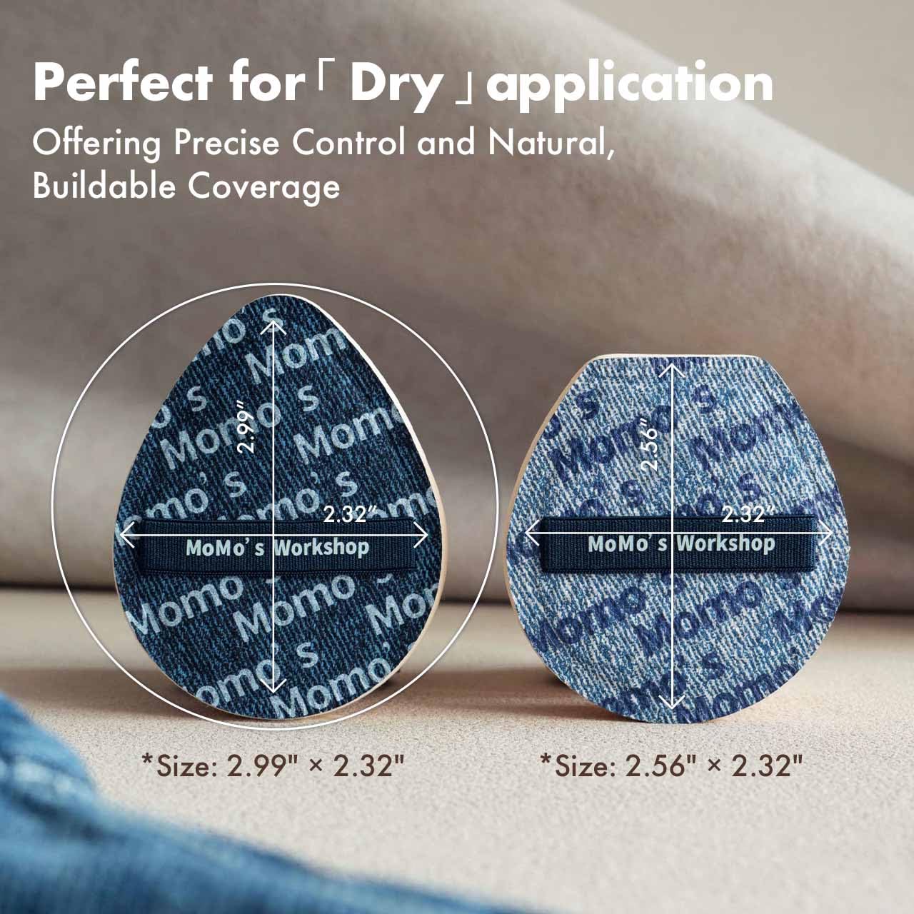 Momo's Workshop Blue Denim Makeup Sponges,Super Soft Blenders for Liquid Foundation, Dual Design (Egg + Flat Edge), Natural Skin-Like Finish, Makeup Puffs for Blending,Travel Friendly,2pcs