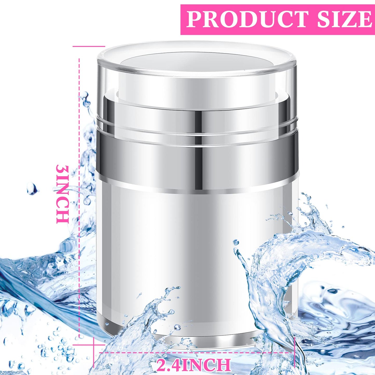 4 Pack Empty Airless Pump Jar Acrylic Airless Cosmetic Container Portable Refillable Travel Size Cream Vacuum Bottle Lotion Jar with Pump Lid for Skincare Cream, White(1.7 oz)
