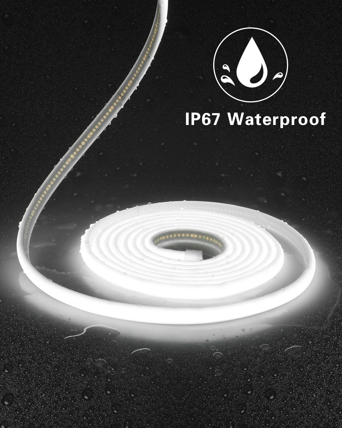 Aclorol 5V COB LED Strip 10FT 960 LEDs Dimmable Waterproof LED Strip Lights with Self-Adhesive for Kitchen Cabinet Bathroom Mirror Vanity Display Case 3D Printer Lighting Cold White 6000K CRI90+