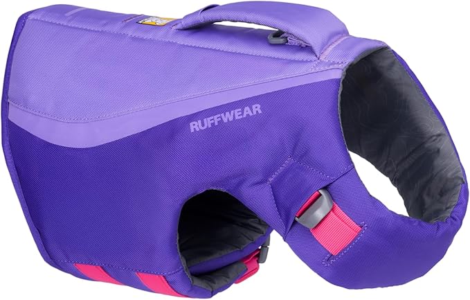 Ruffwear, Float Coat Dog Life Jacket, Premium Buoyancy Swim Vest with Lift Handle, Secure Fit & Reflective Trim, Adjustable Flotation for Swimming, Boating, & Outdoor Adventures, Purple Lily, Large