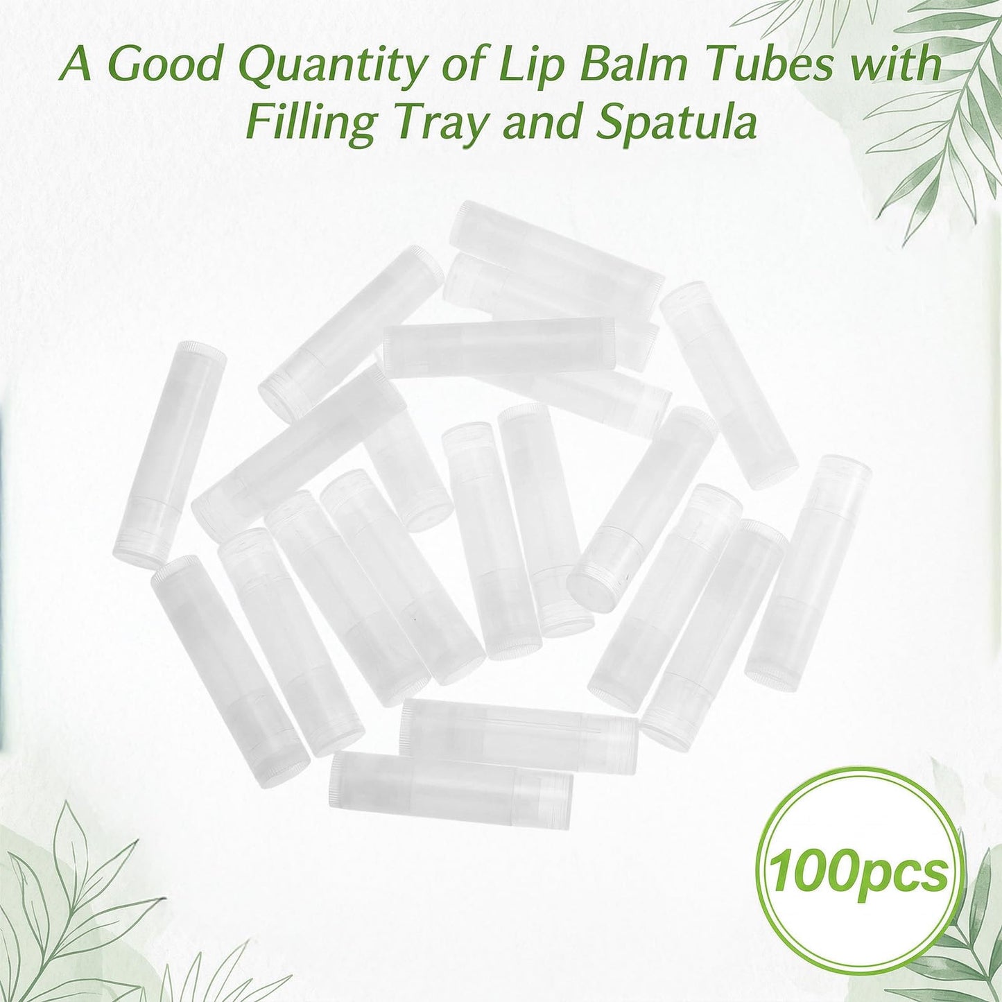 100Pack Plastic Lip Balm Tubes 5ml/5g Black Lip Balm Containers, Tubes Empty with Filling Tray and Spatula, Rotating Type Refill with Cap for DIY