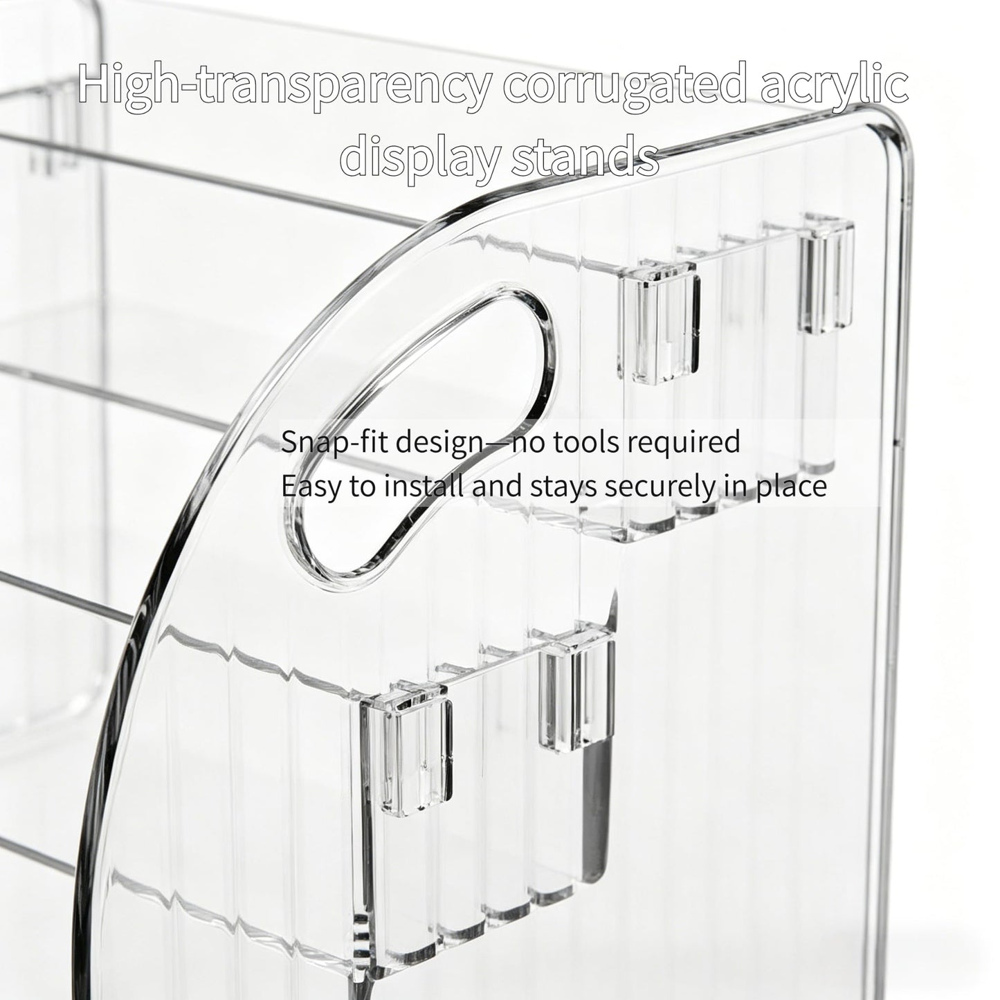 CozyWeave 3-Tier Wide Acrylic Display Stand Transparent Acrylic Display Shelf Organizer Makeup Rack for Cosmetics,Nail Polish,Perfume,Cupcakes, and Candy; Vanity Display Cabinet