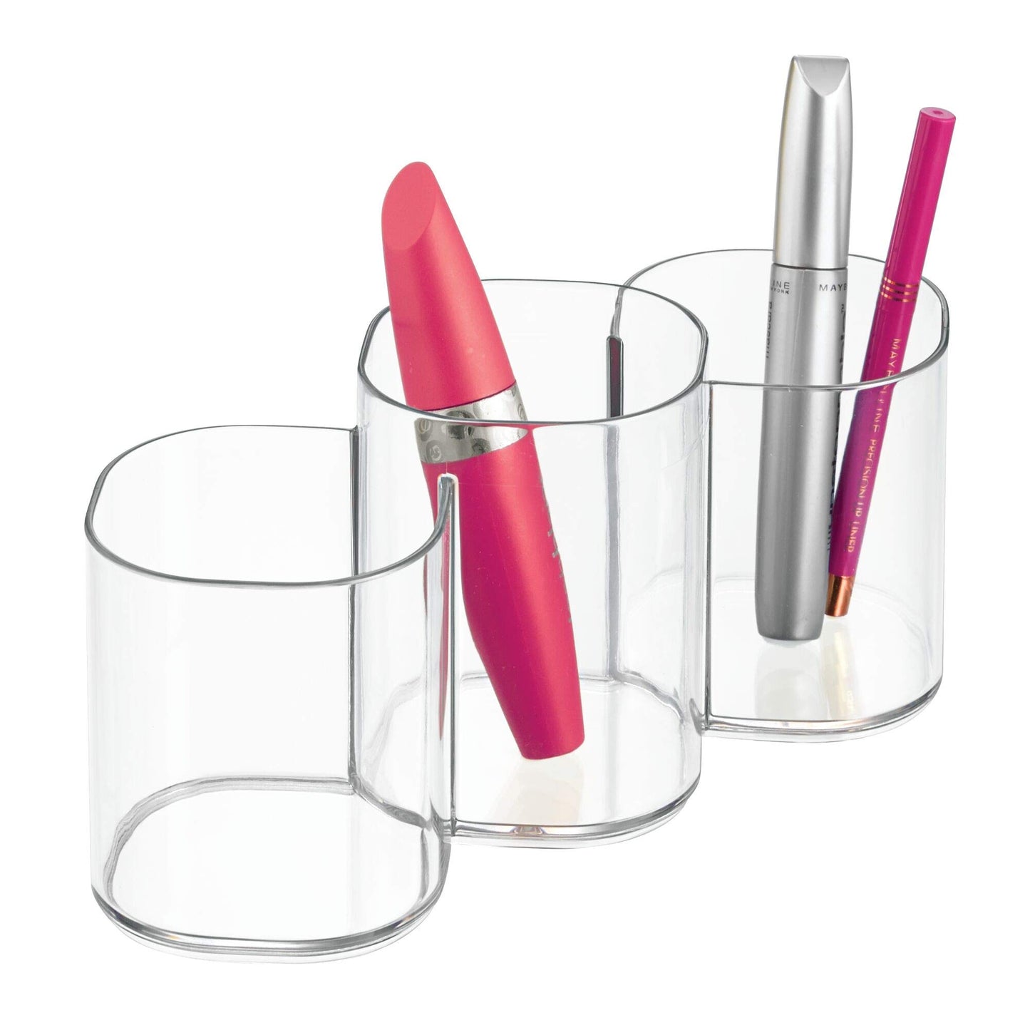 iDesign Trio Cup Vanity Cabinet Cosmetic Organizer, The Clarity Collection – 8.2” x 3” x 3.75”, Clear