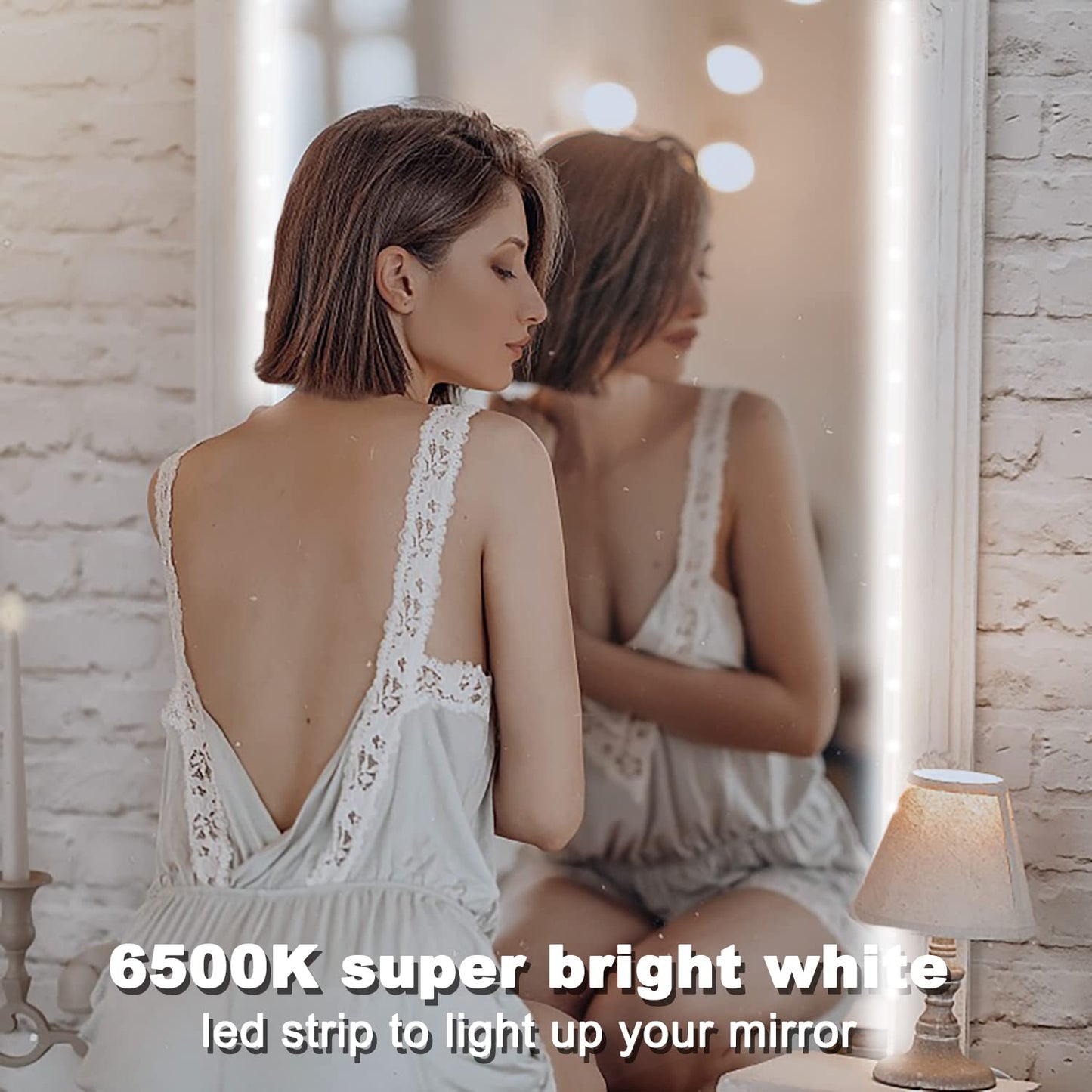 VOLIVO White LED Strip Lights, 50ft Dimmable 24V LED Lights 6500K Bright Daylight White, Strong Adhesive, Flexible Tape Light for Mirror, Kitchen Cabinets, Bedroom