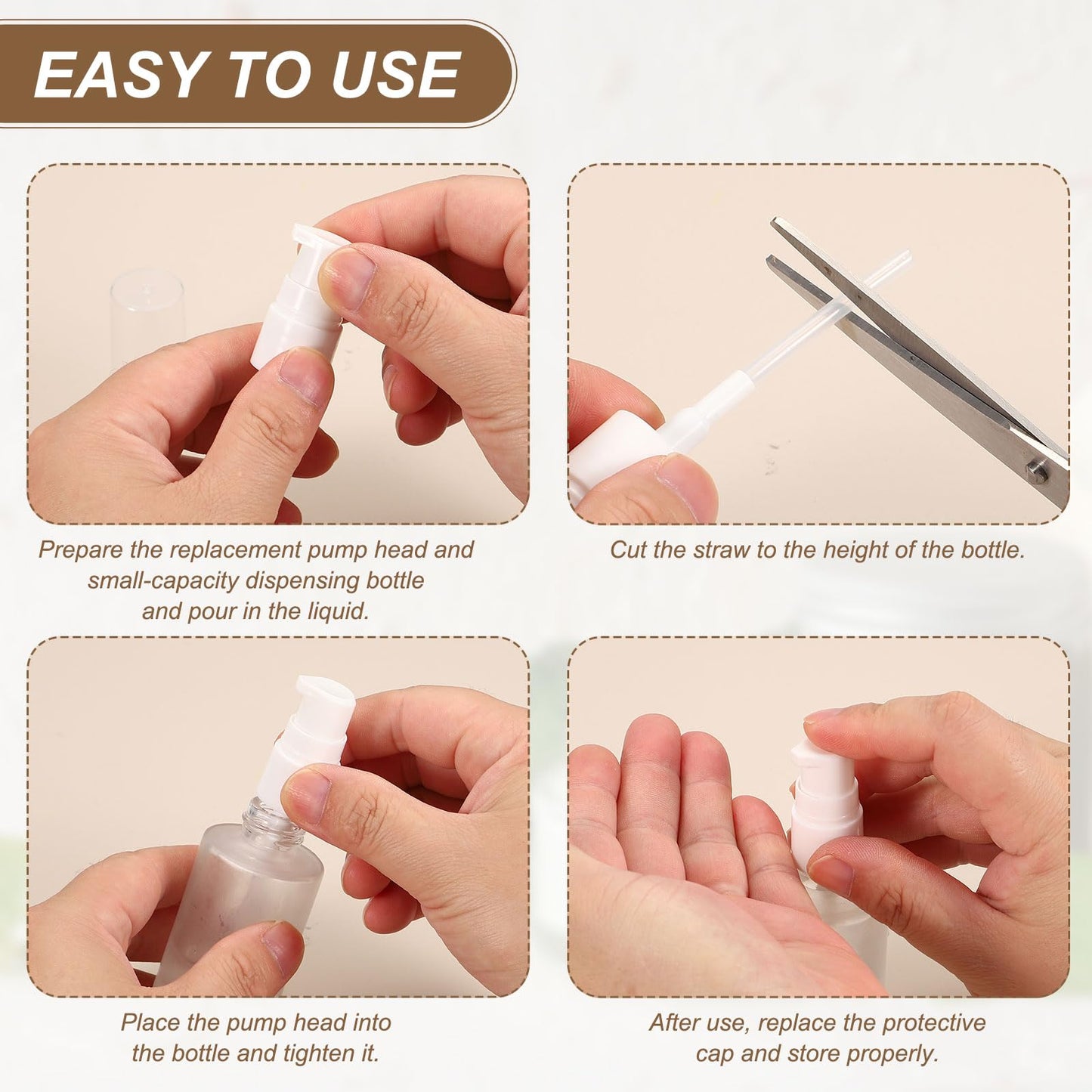 uxcell 12Pcs Dispenser Bottles Pump, Plastic Foundation Pumps Dispensers Top Replacement with Cover for 20/410 Thread Neck Size Essential Oil Lotion Cosmetic Liquid Dispensing, White
