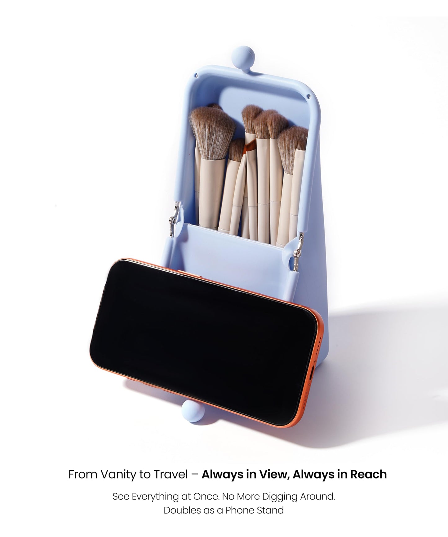 APT 1101 Makeup Brush Holder Travel Cosmetic Bag with Suction Base, Portable Cosmetic Organizer for Travel & Home, Organizer for Brushes, Beauty Tools & Accessories (Cloud Blue)